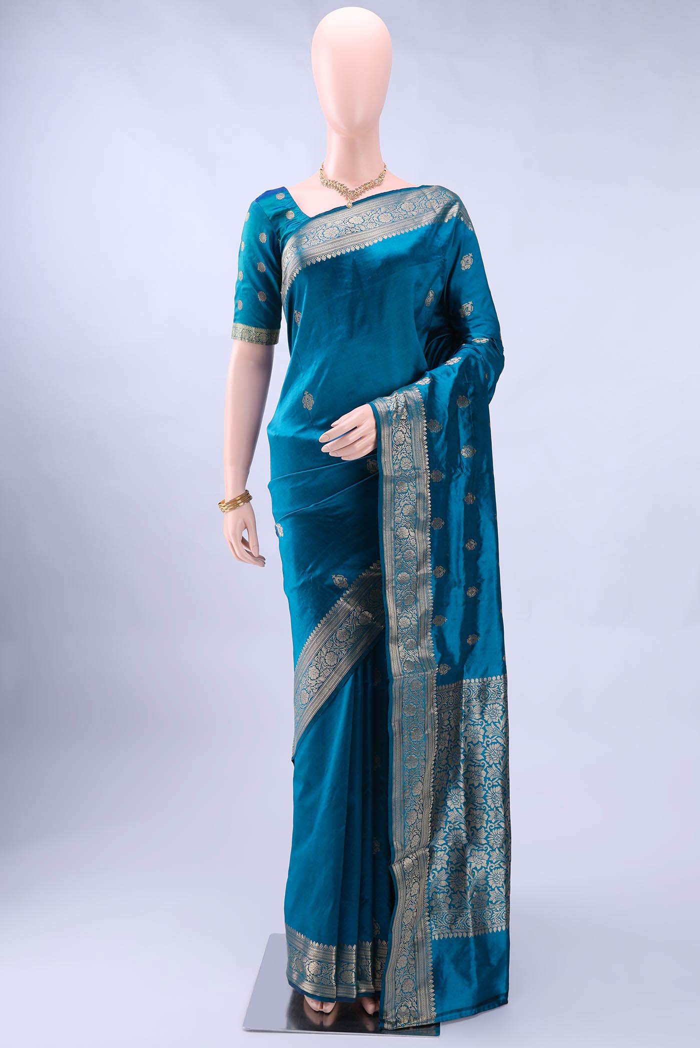 Dark Blue Banarasi Katan Silk Saree