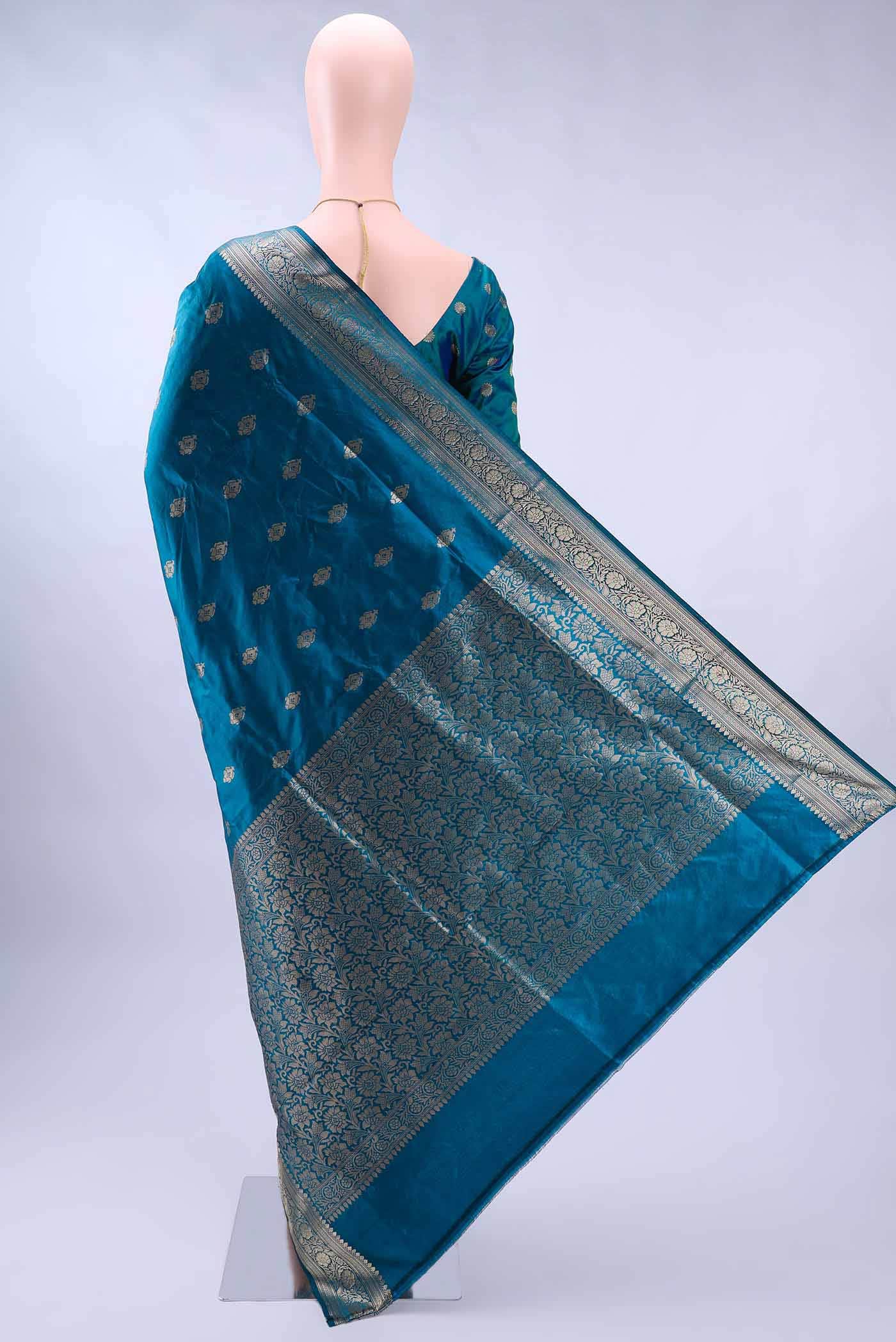 Dark Blue Banarasi Katan Silk Saree