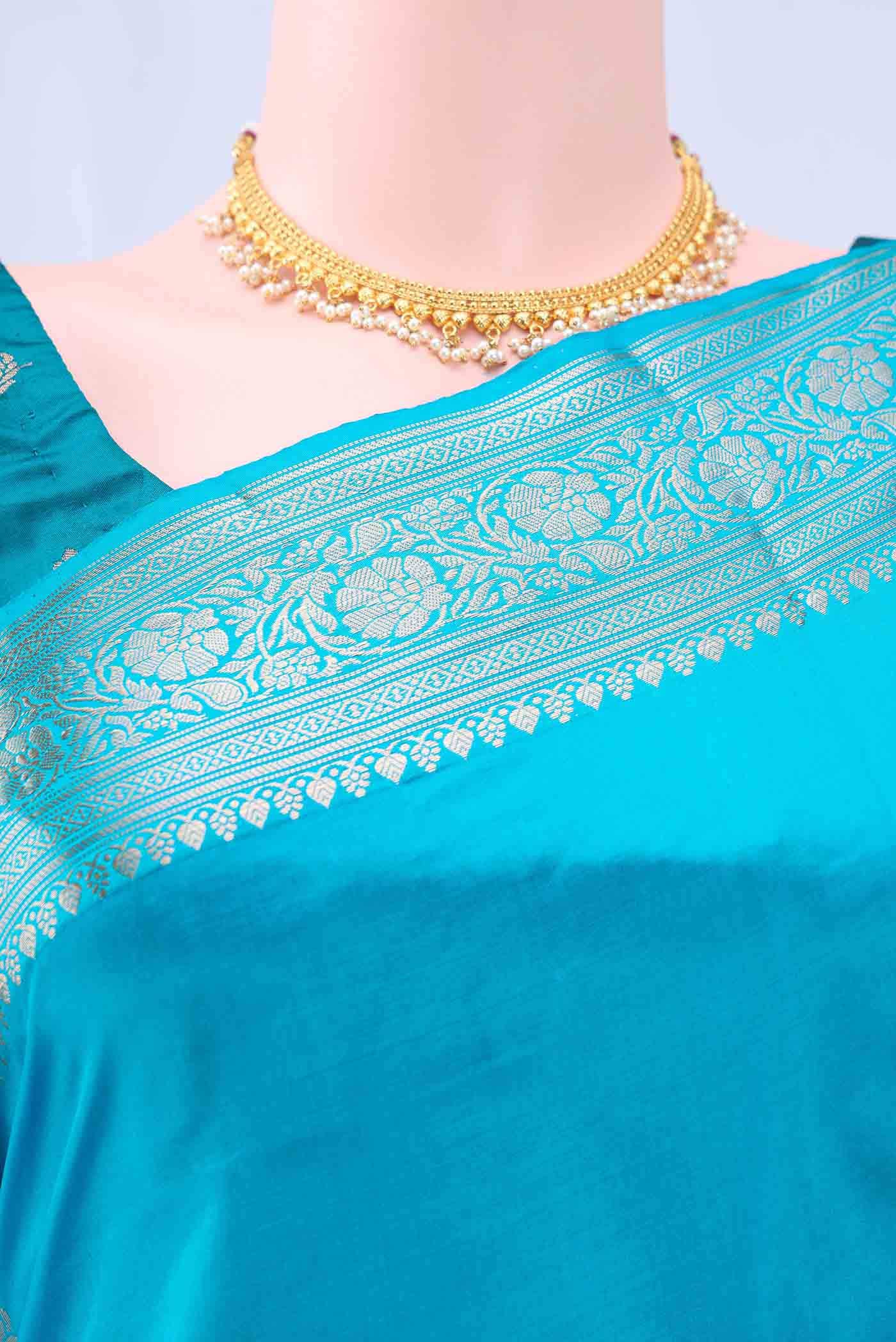 Blue Banarasi Katan Silk Saree