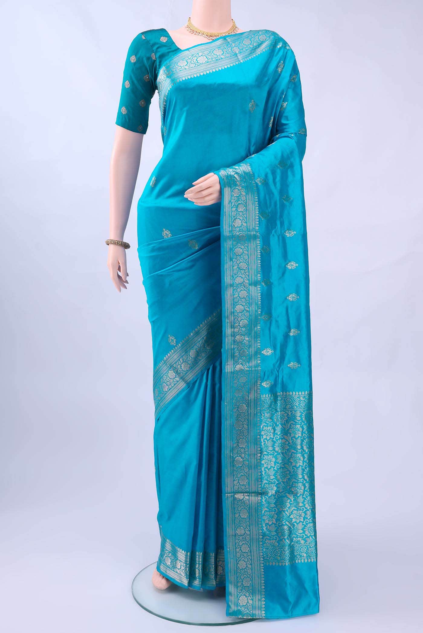 Blue Banarasi Katan Silk Saree