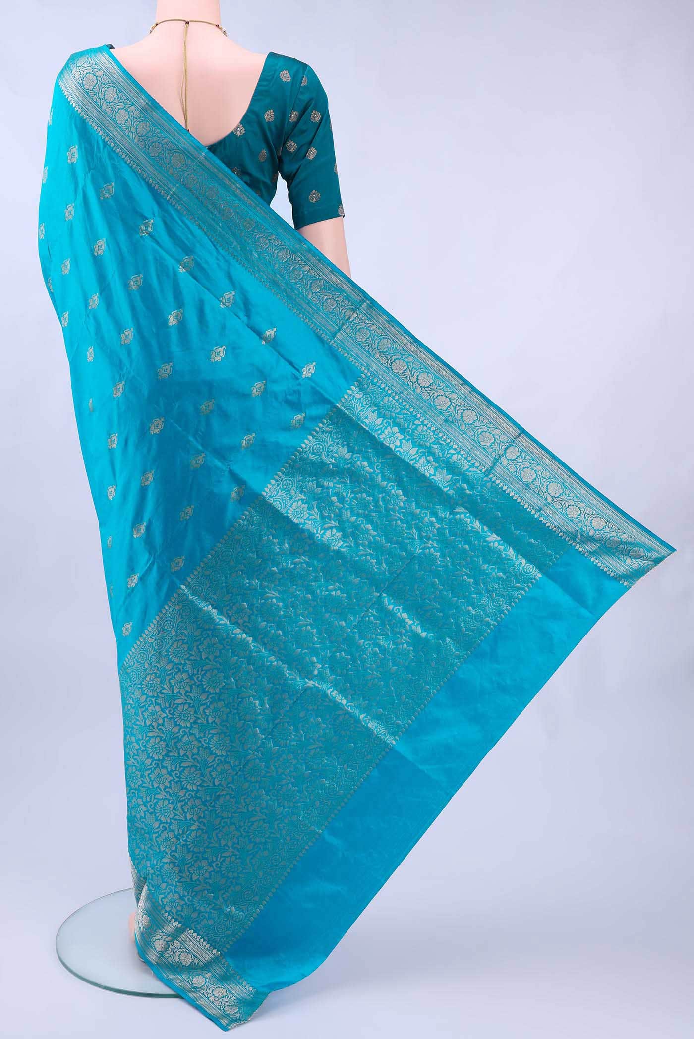 Blue Banarasi Katan Silk Saree
