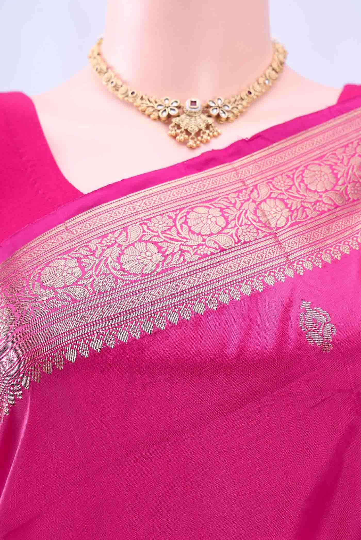 Dark Pink Banarasi Katan Silk Saree