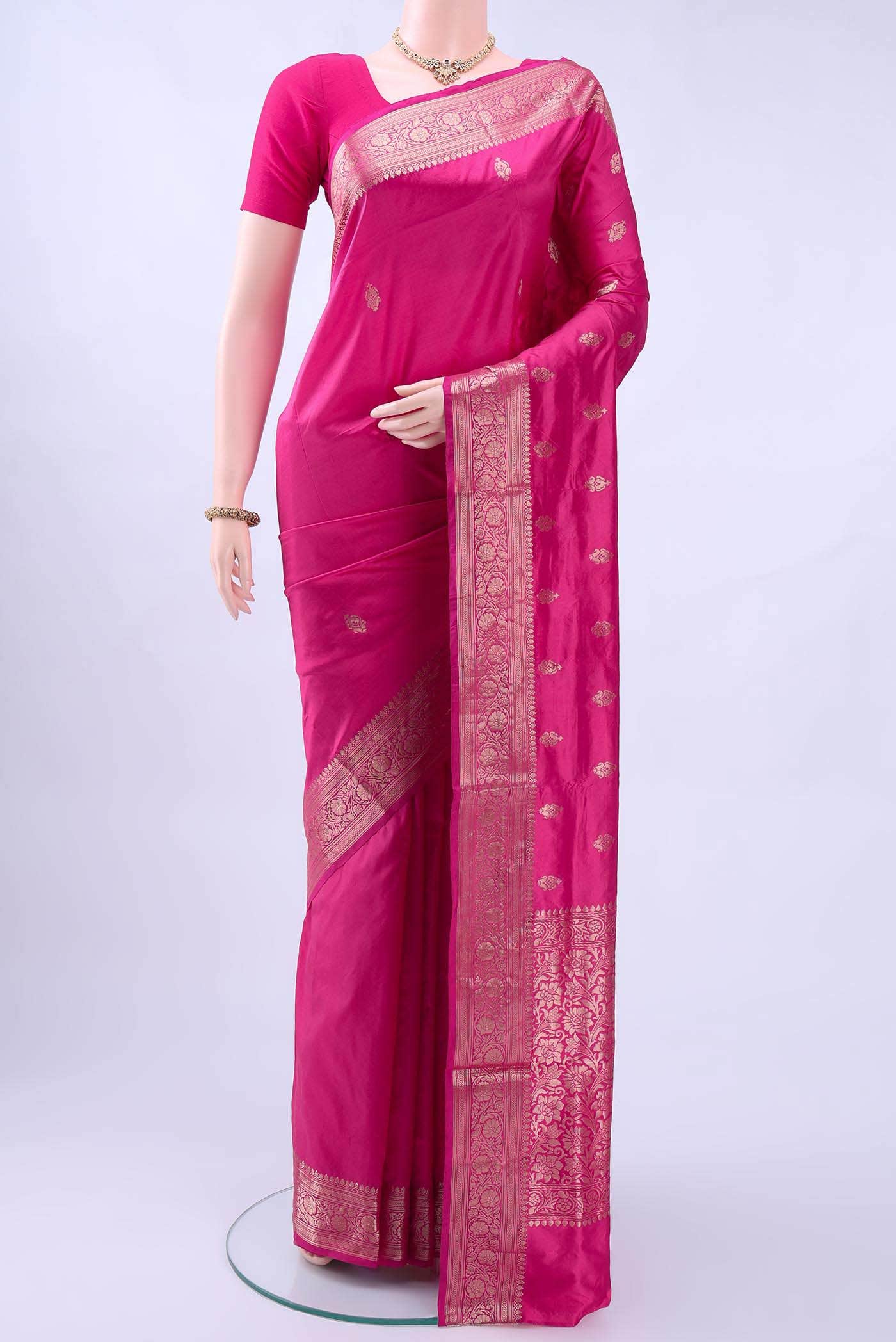 Dark Pink Banarasi Katan Silk Saree
