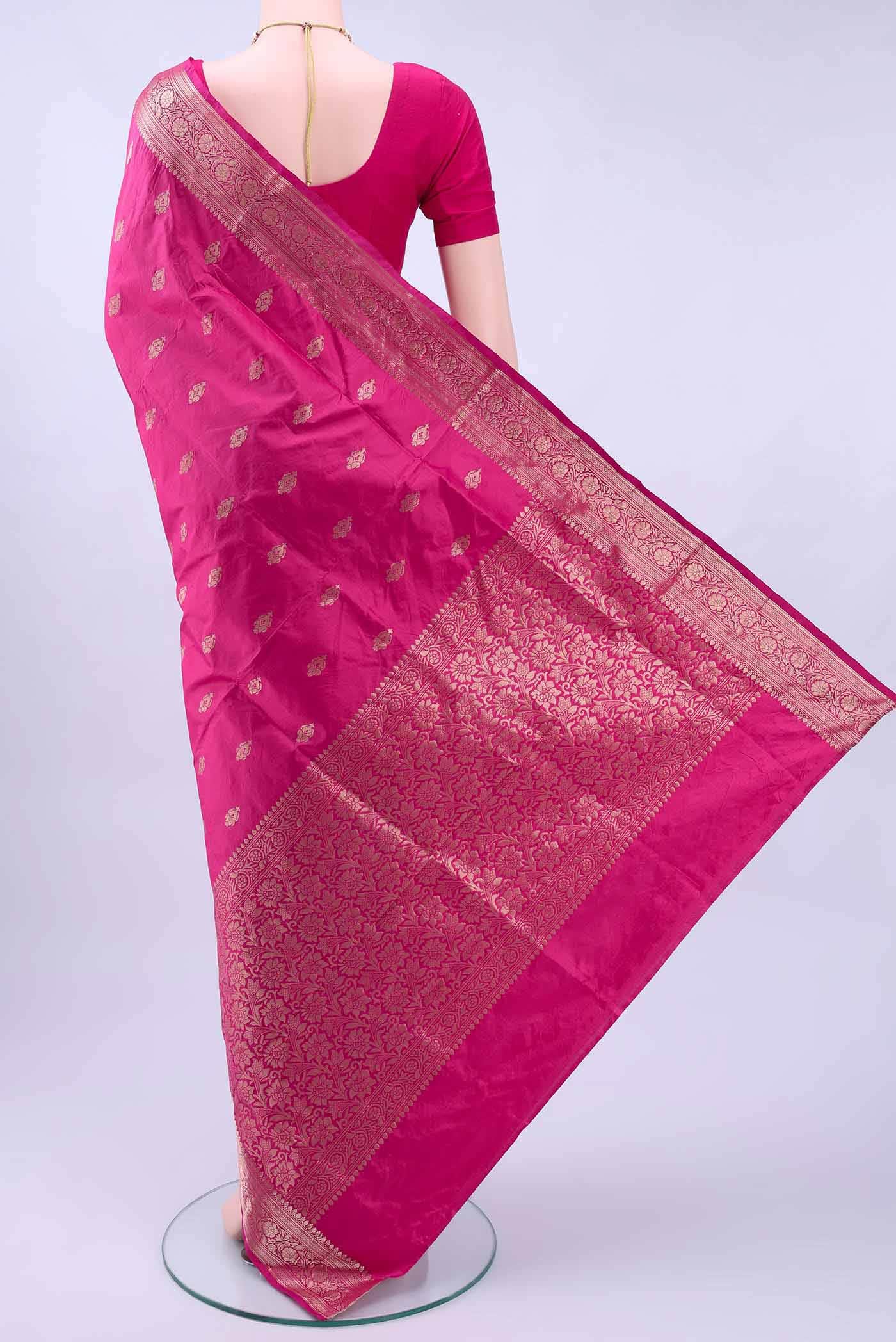 Dark Pink Banarasi Katan Silk Saree