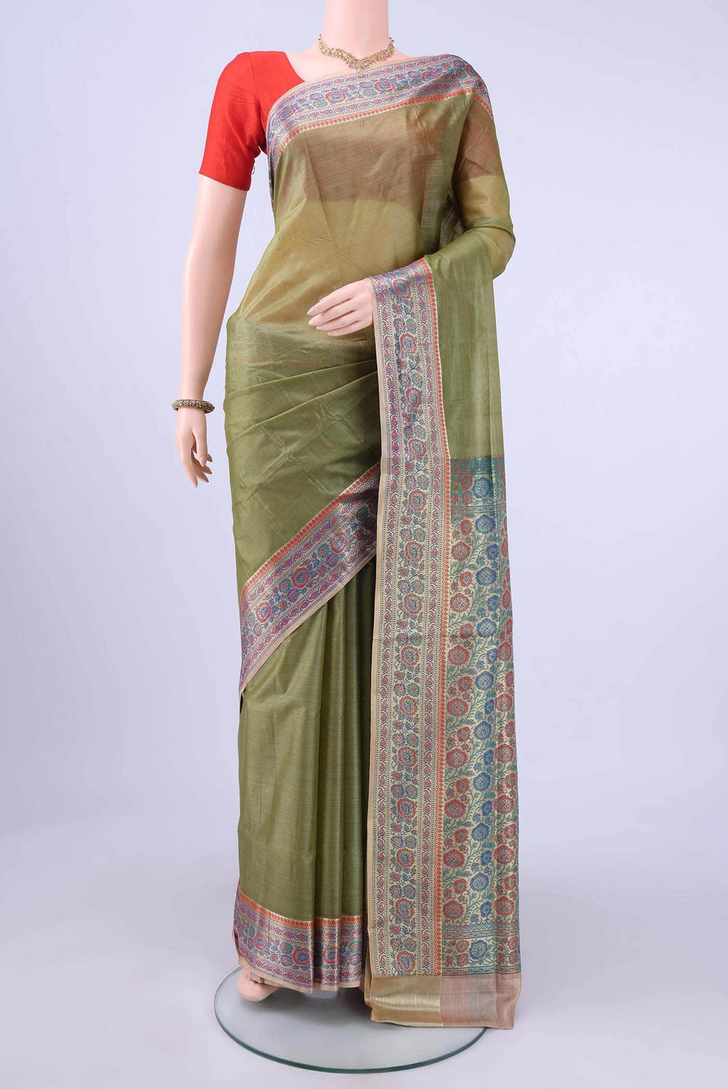 Pista Green Banarasi Silk Saree