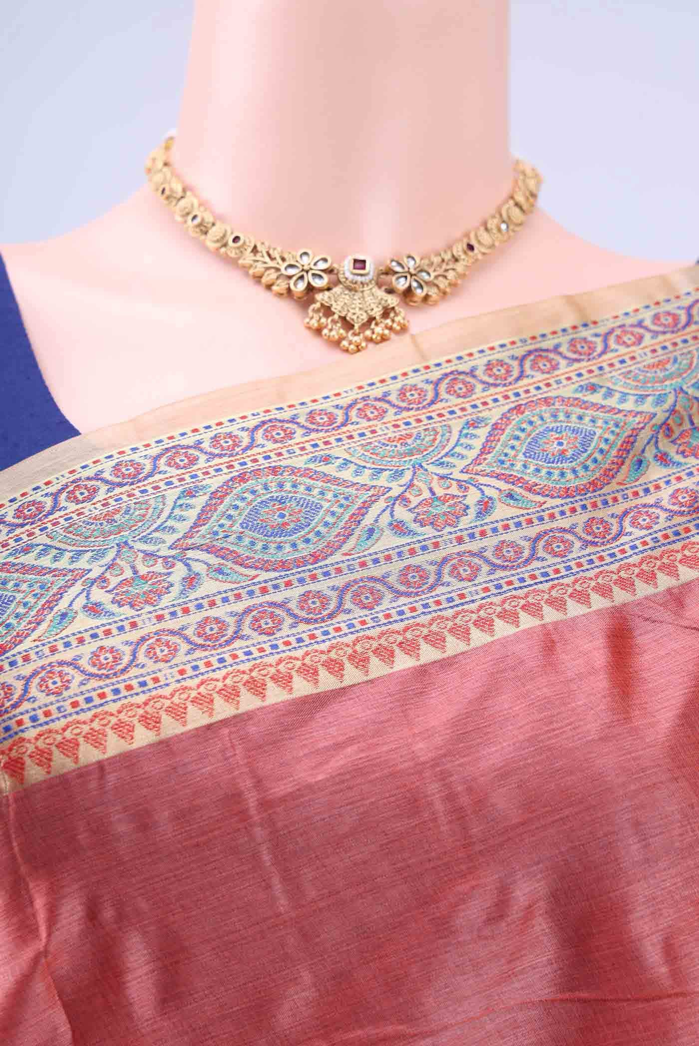 Peach Banarasi Silk Saree