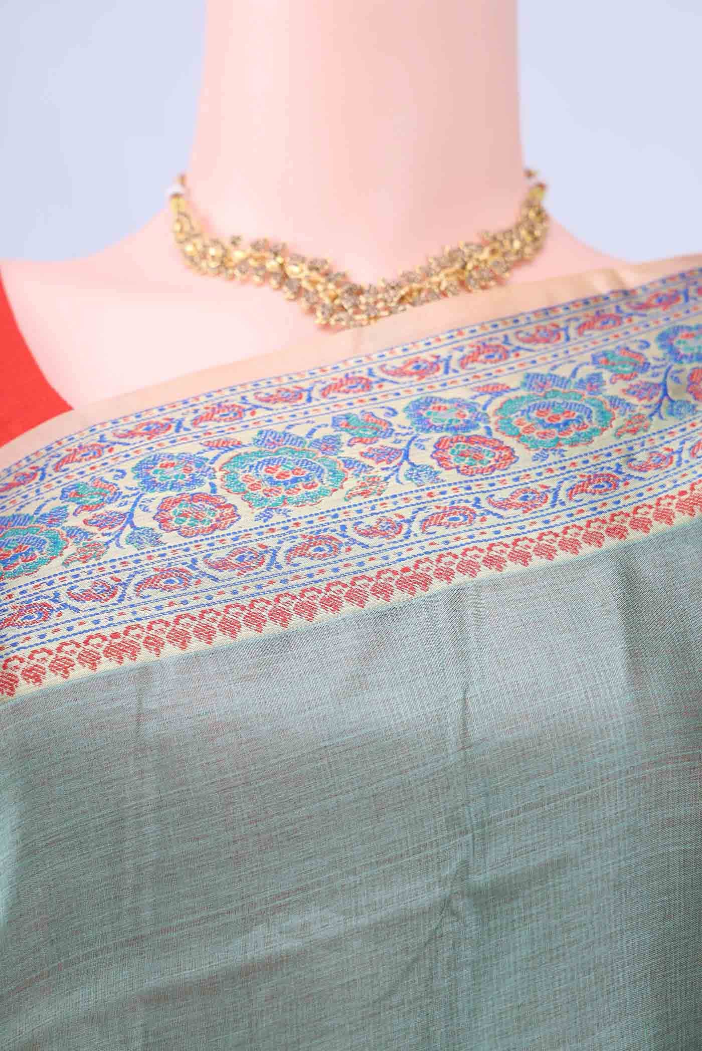 Sea Green Banarasi Silk Saree