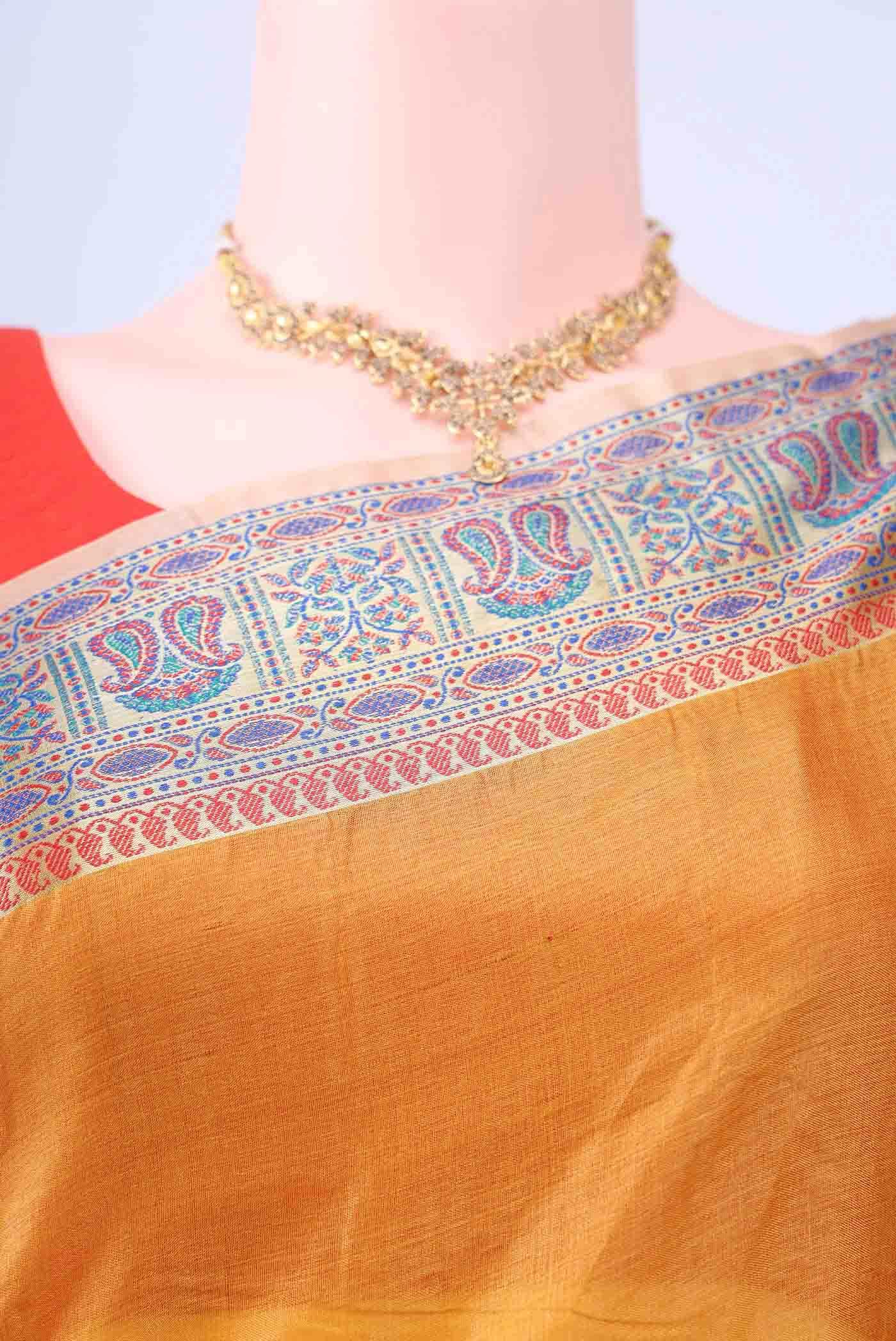 Mustard Banarasi Silk Saree