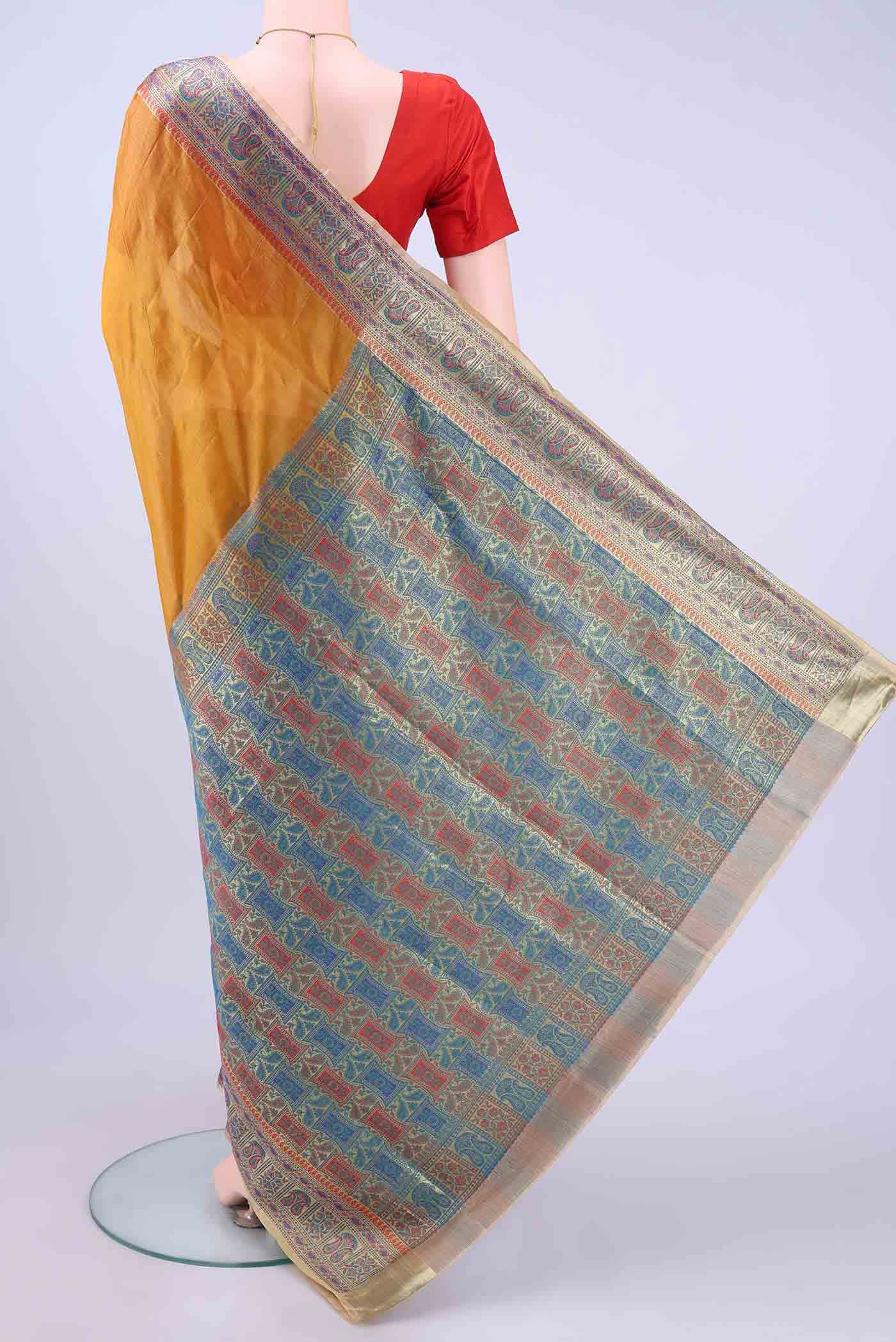 Mustard Banarasi Silk Saree