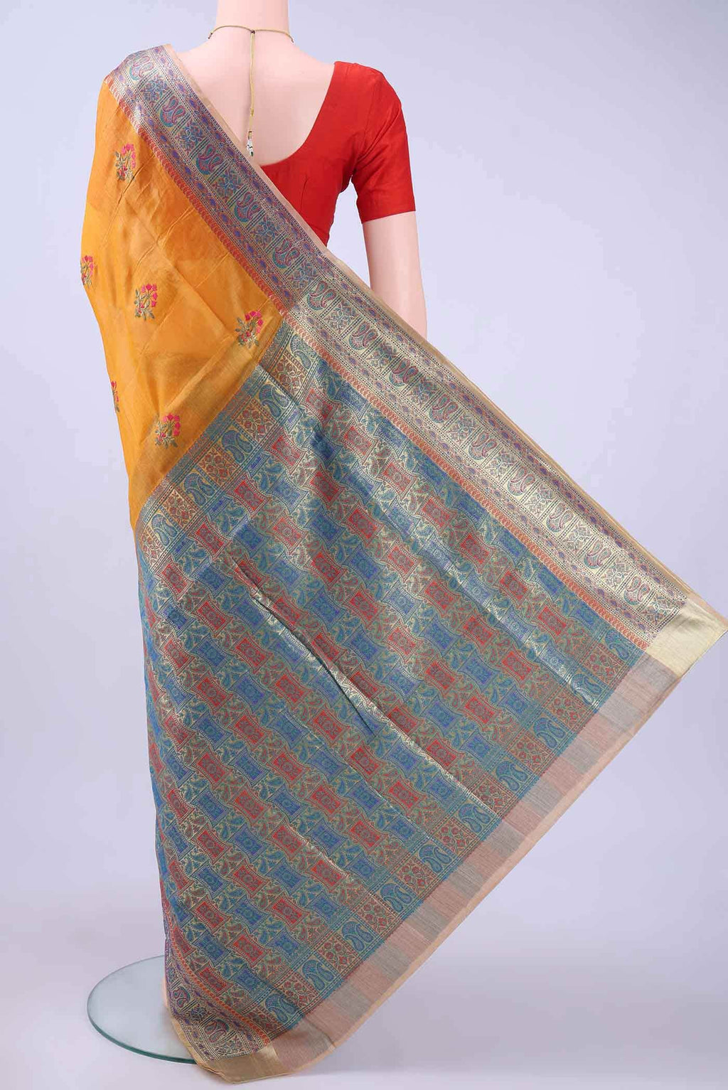 Yellow Banarasi Silk Saree