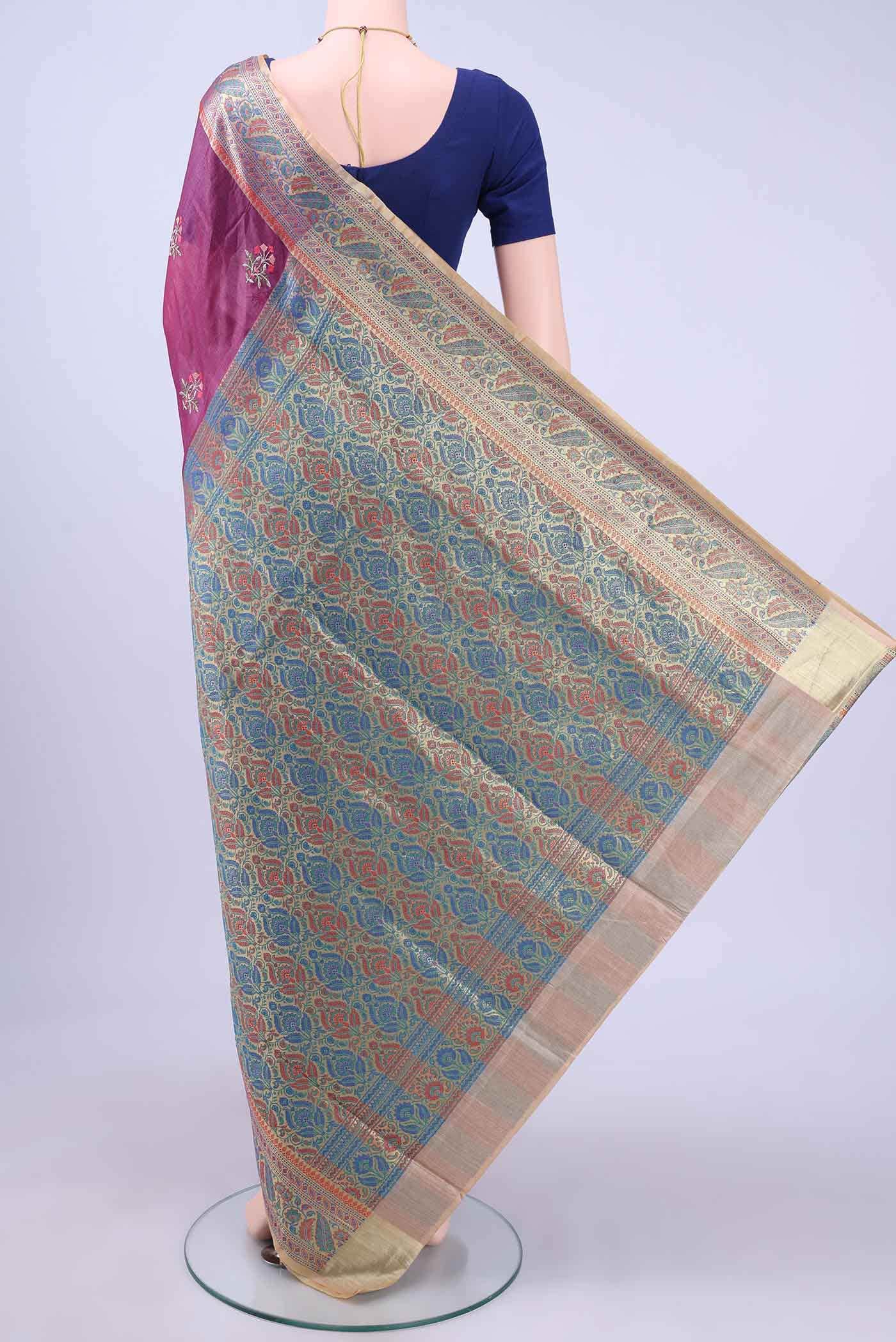 Burgundy Banarasi Silk Saree