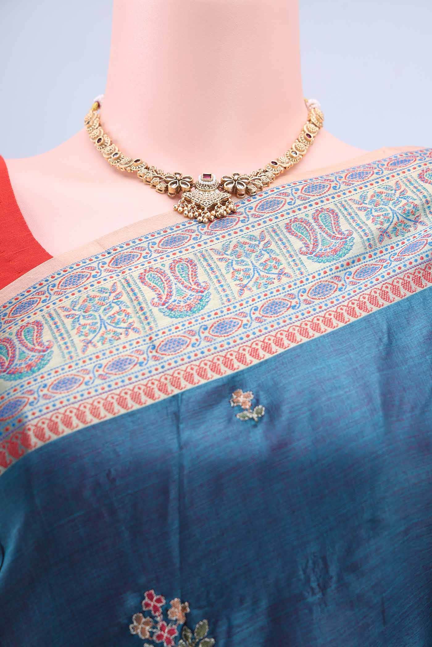 Dark Blue Banarasi Silk Saree