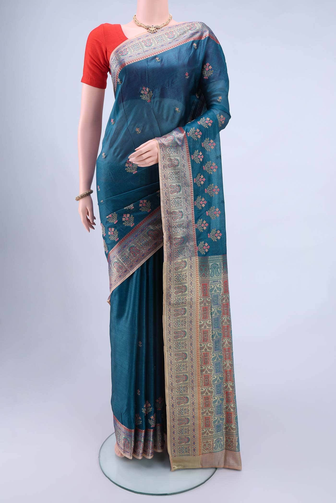 Dark Blue Banarasi Silk Saree