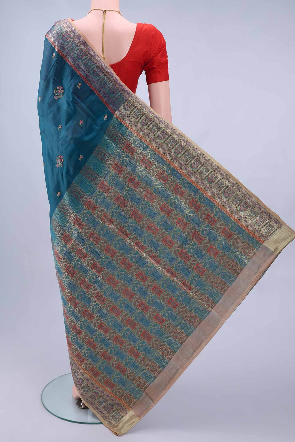 Dark Blue Banarasi Silk Saree