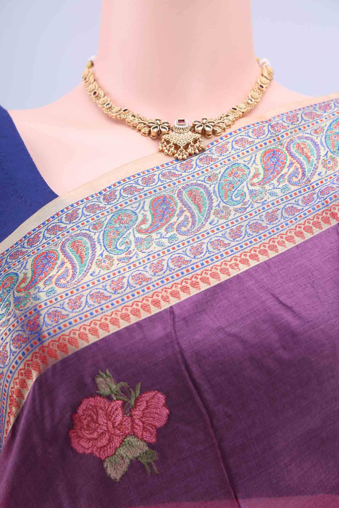 Magenta Banarasi Silk Saree