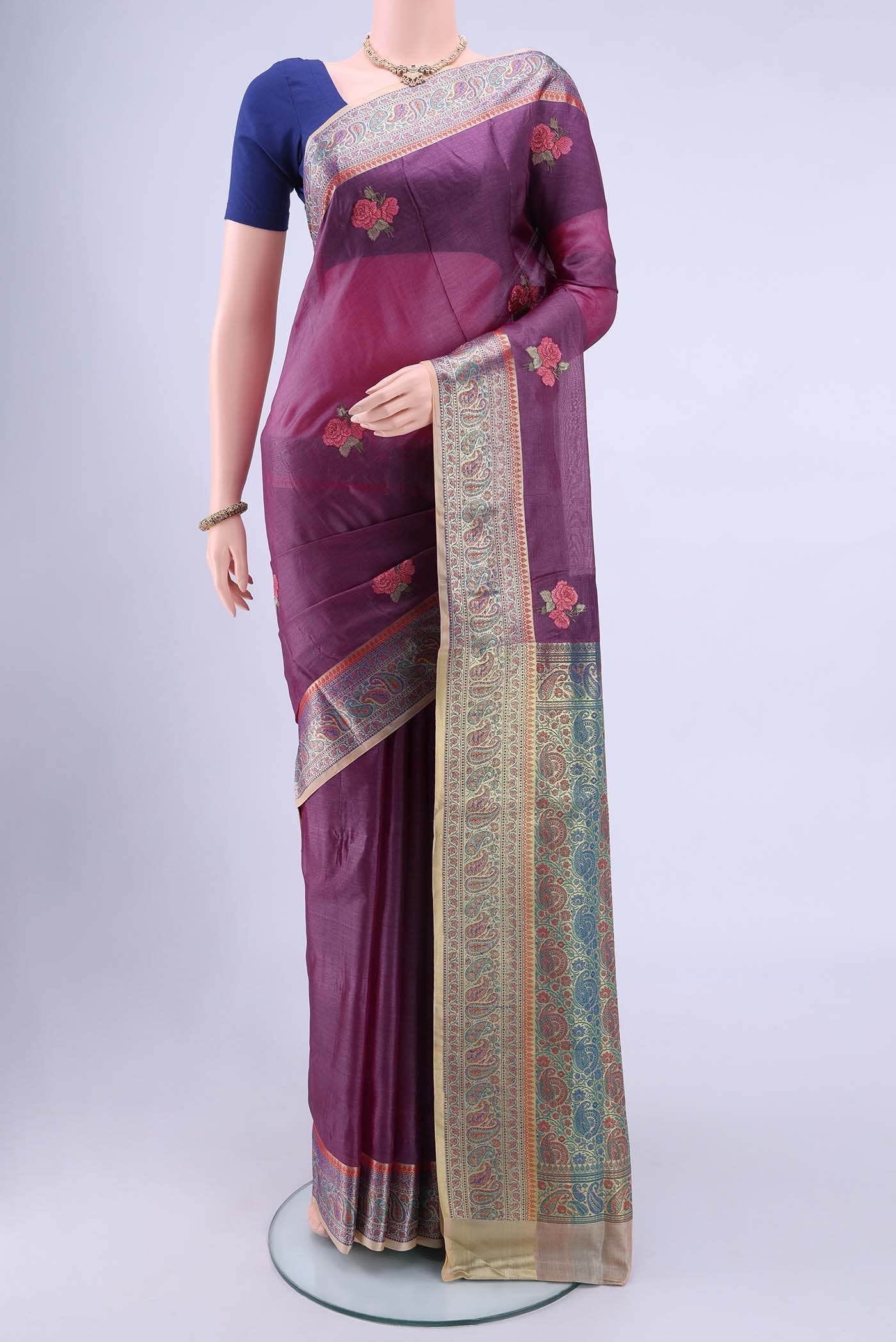 Magenta Banarasi Silk Saree