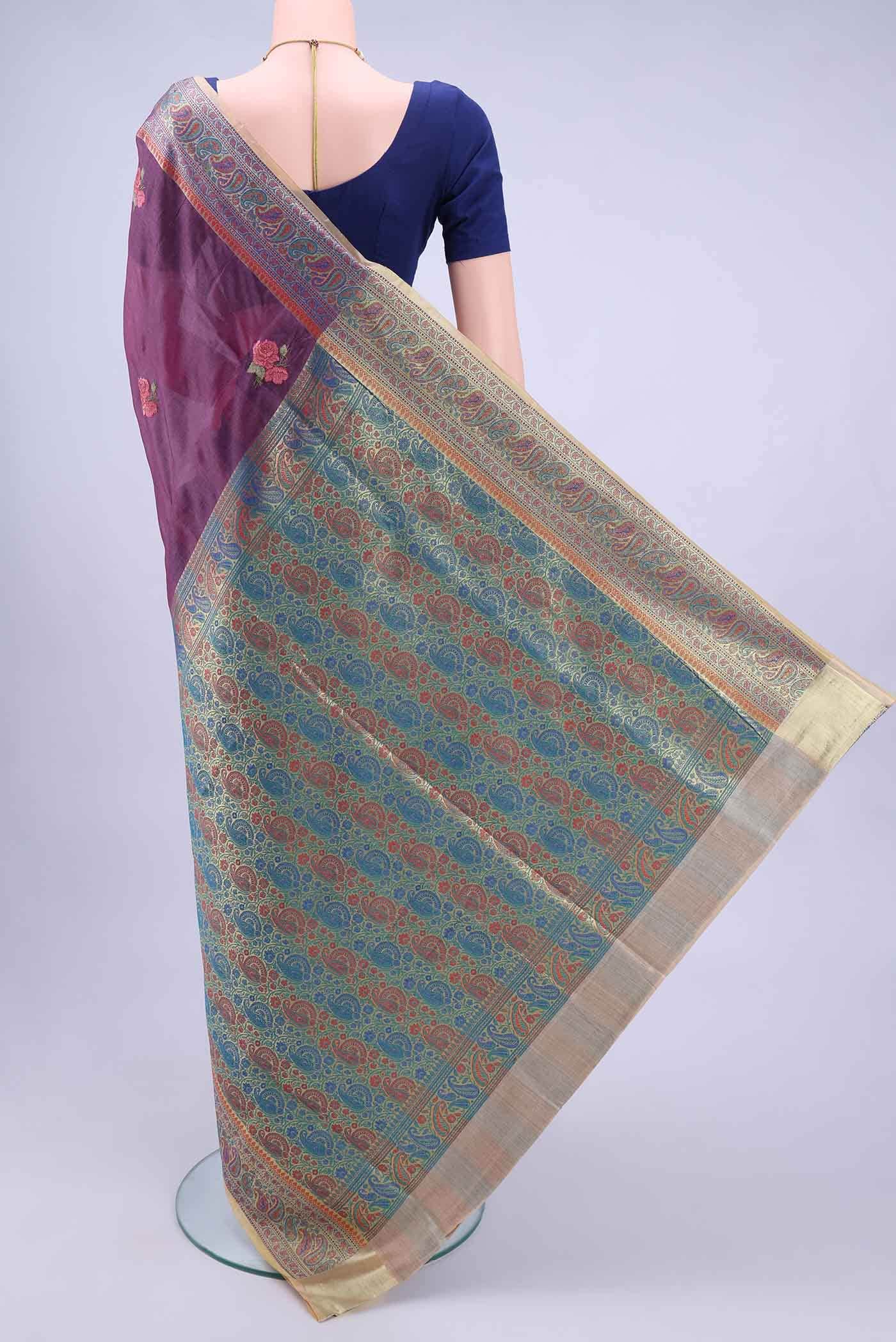Magenta Banarasi Silk Saree