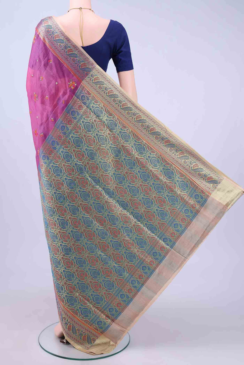 Dark Pink Banarasi Silk Saree