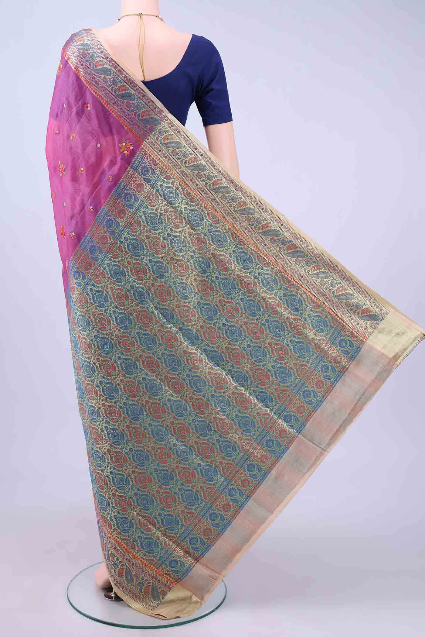 Dark Pink Banarasi Silk Saree