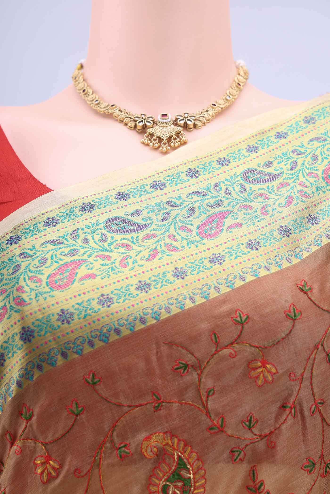 Dark Beige Banarasi Silk Saree