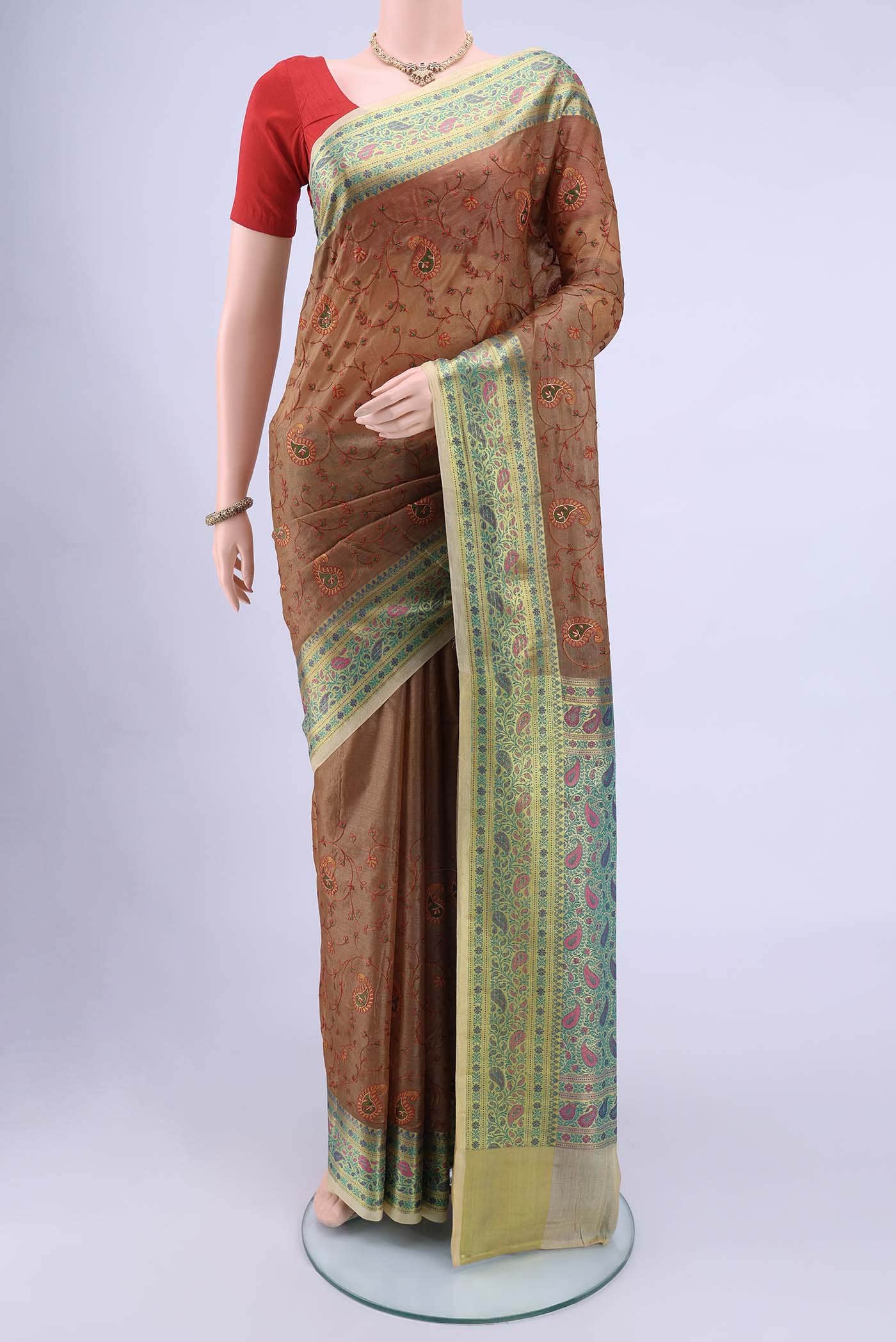 Dark Beige Banarasi Silk Saree