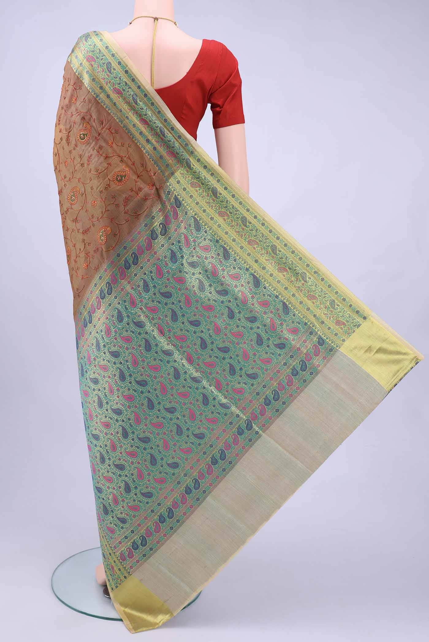 Dark Beige Banarasi Silk Saree