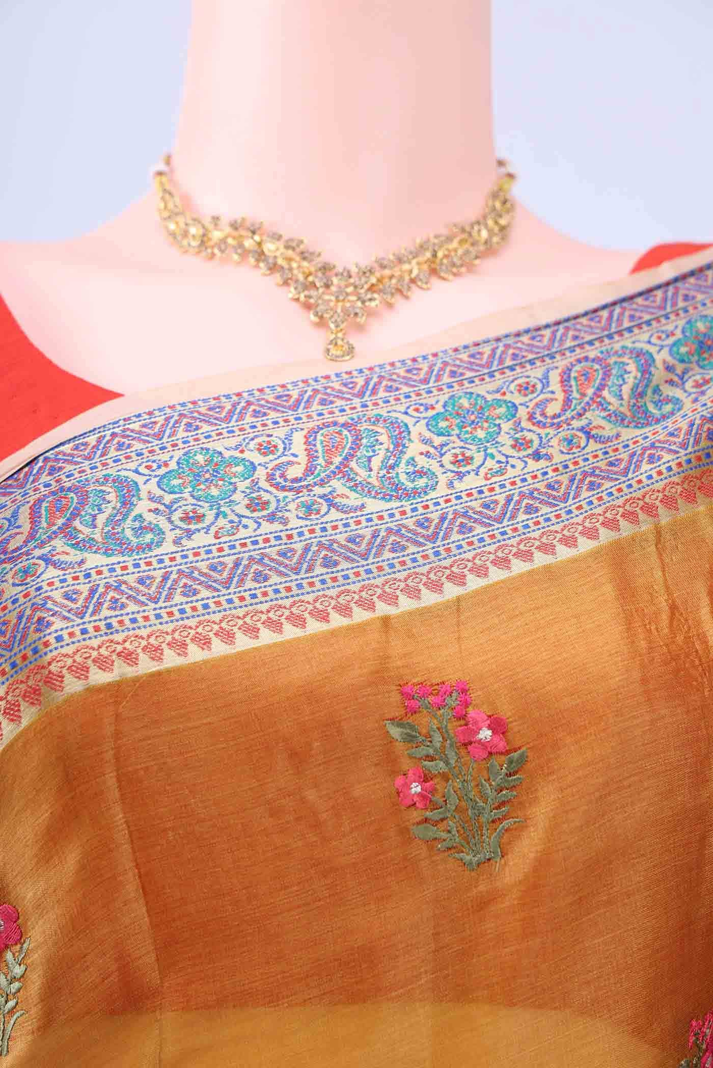 Golden Banarasi Silk Saree