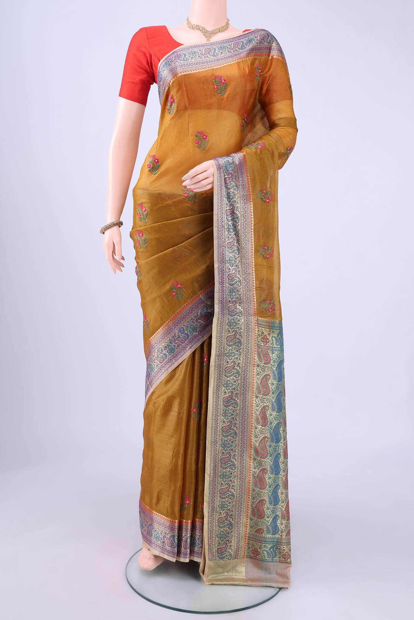 Golden Banarasi Silk Saree