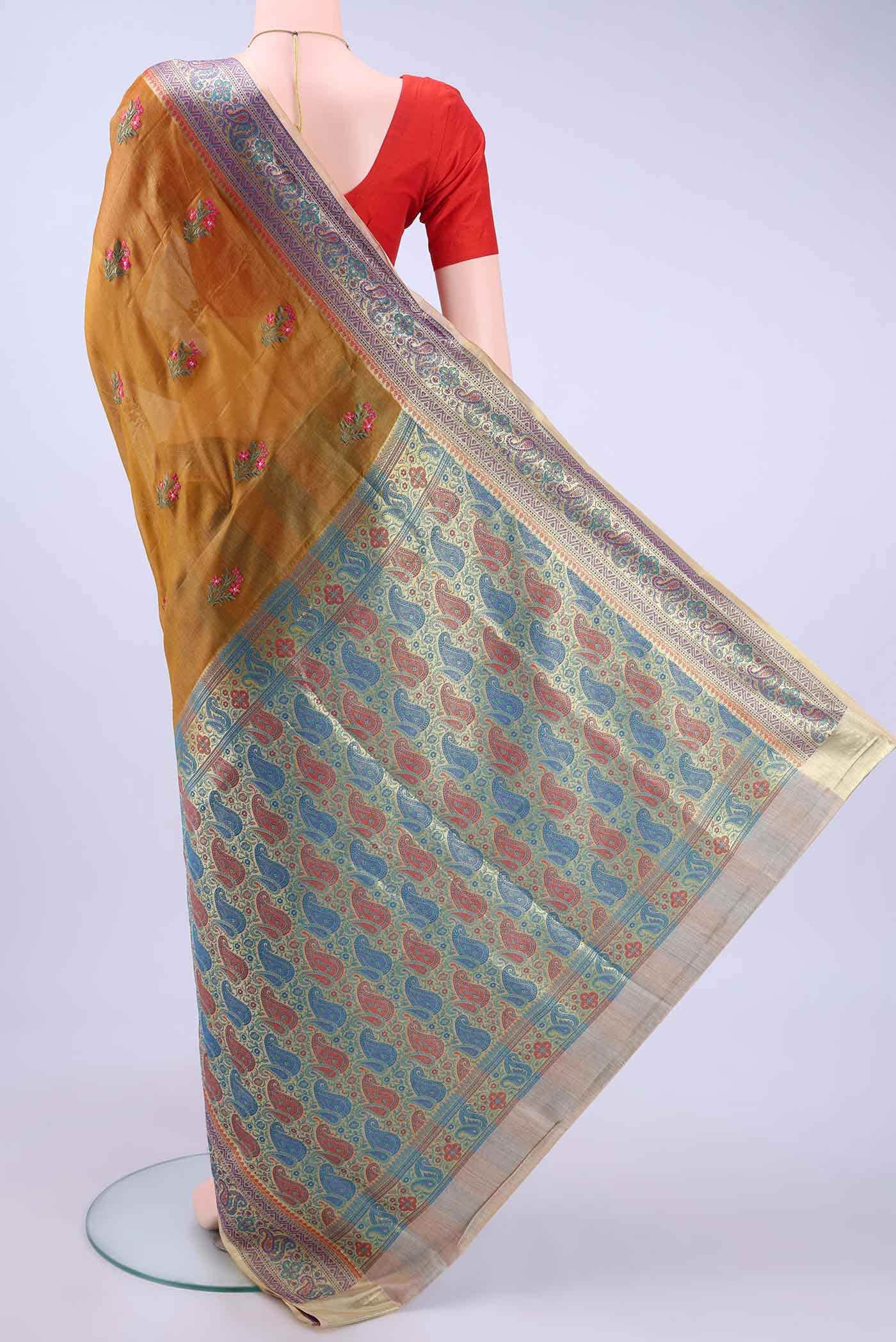 Golden Banarasi Silk Saree