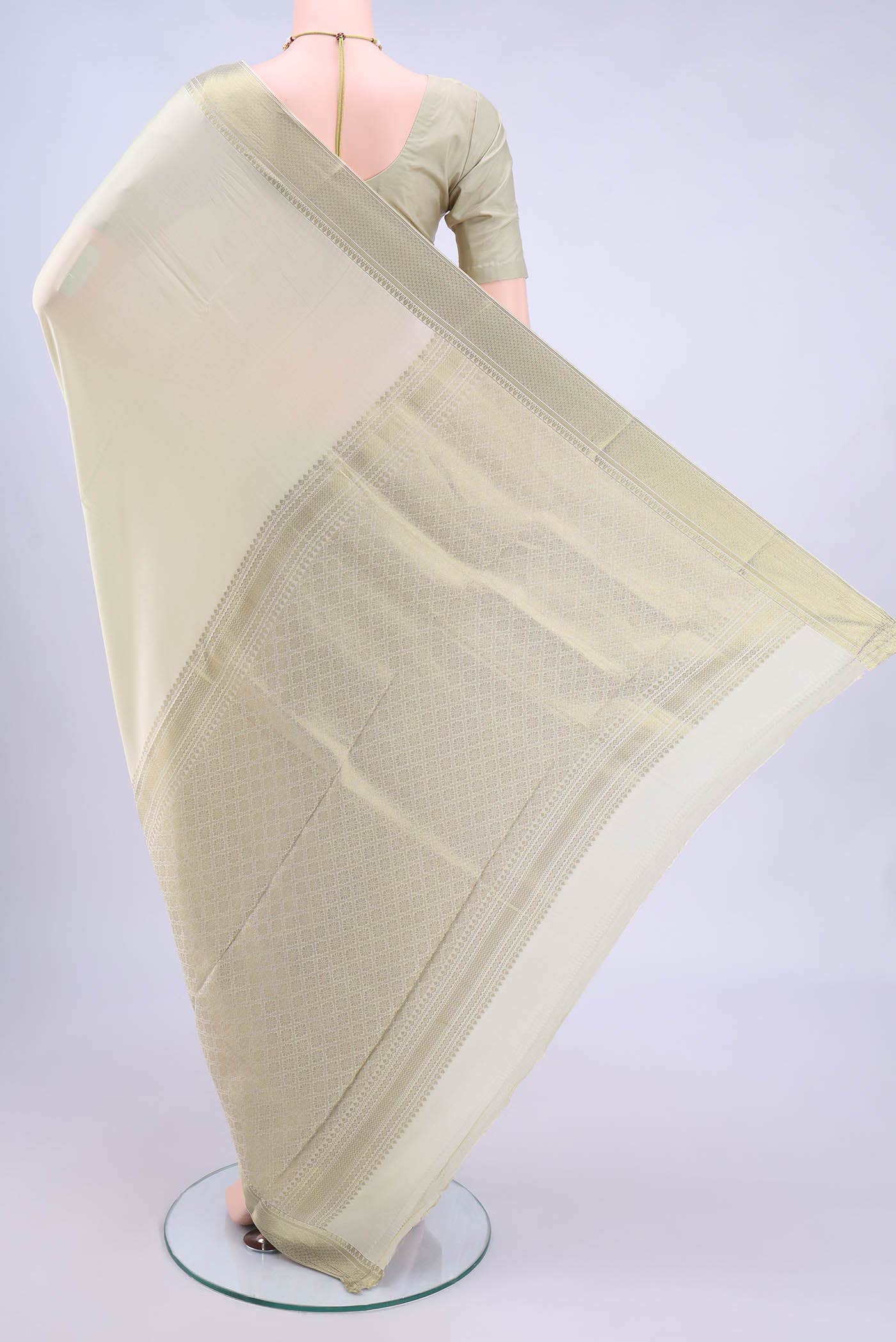 Cream Mysore Crepe Saree