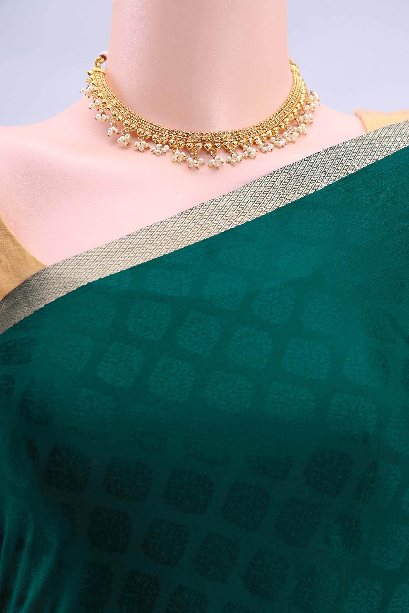 Peacock Blue Mysore Crepe Saree
