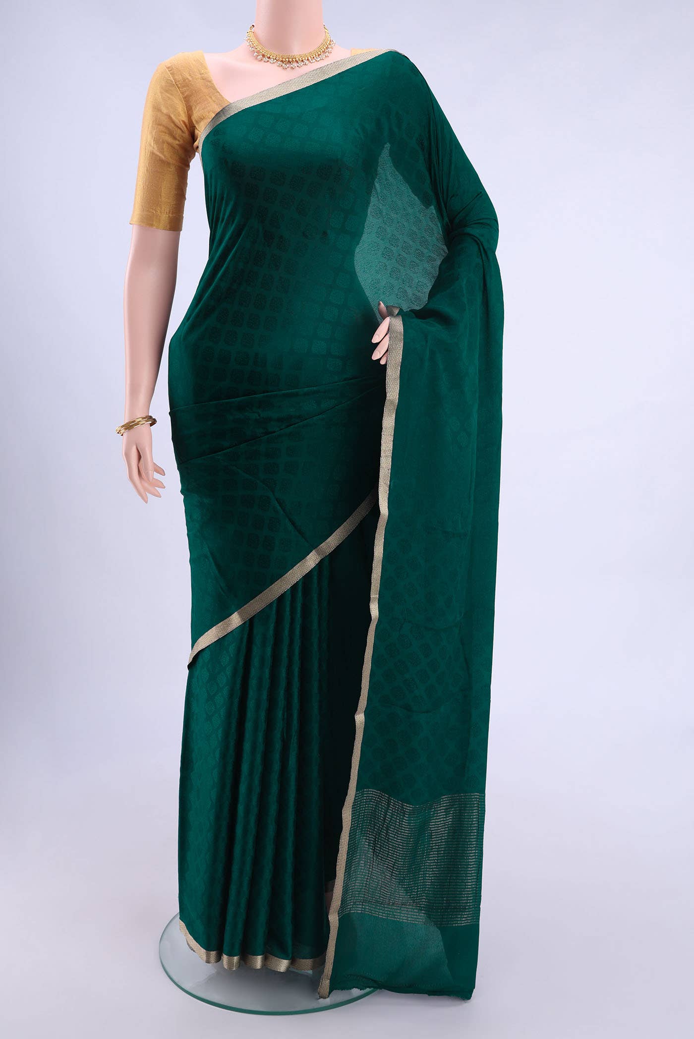Peacock Blue Mysore Crepe Saree