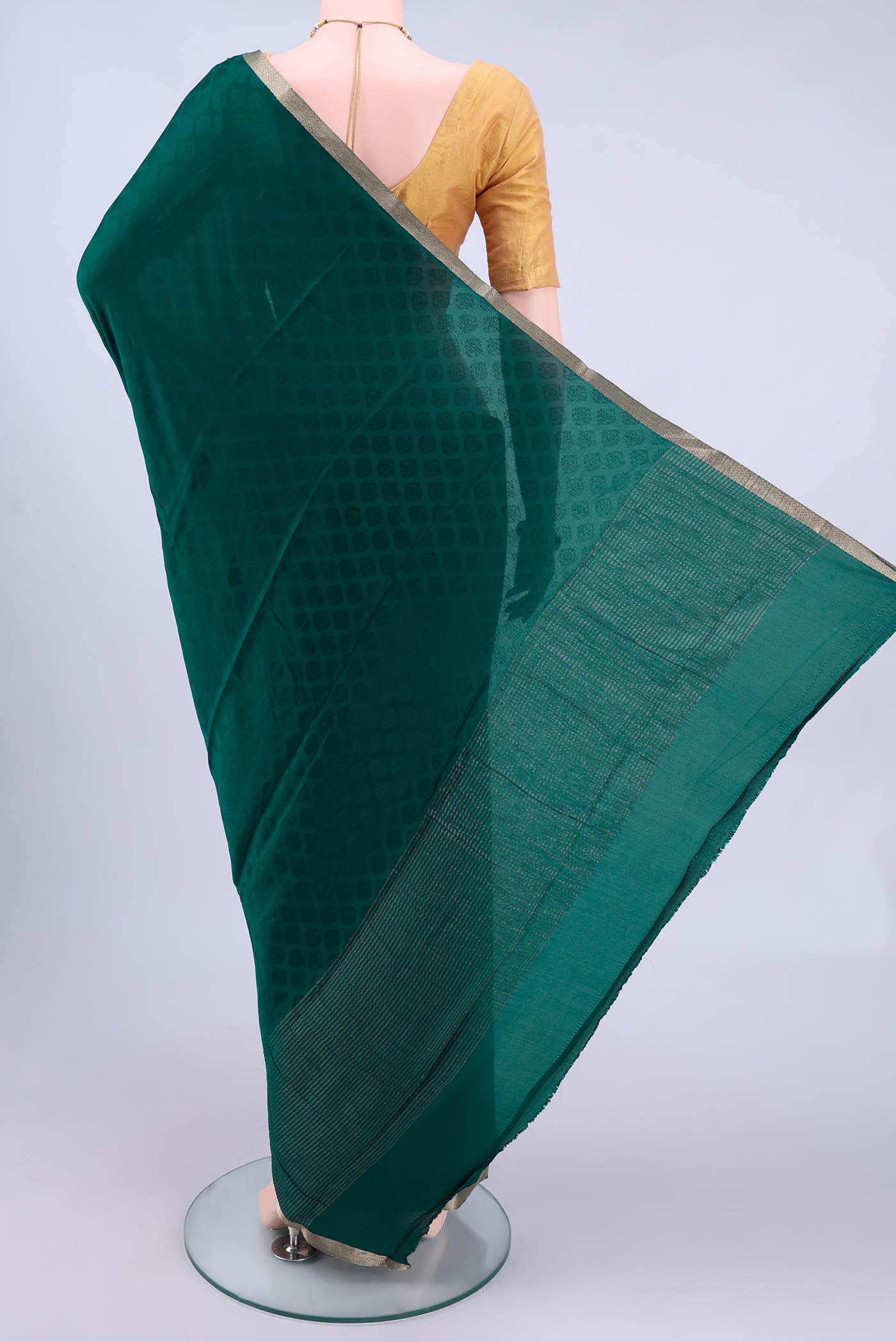 Peacock Blue Mysore Crepe Saree