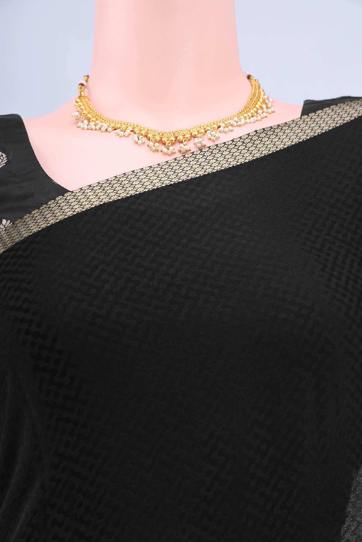 Black Mysore Crepe Saree