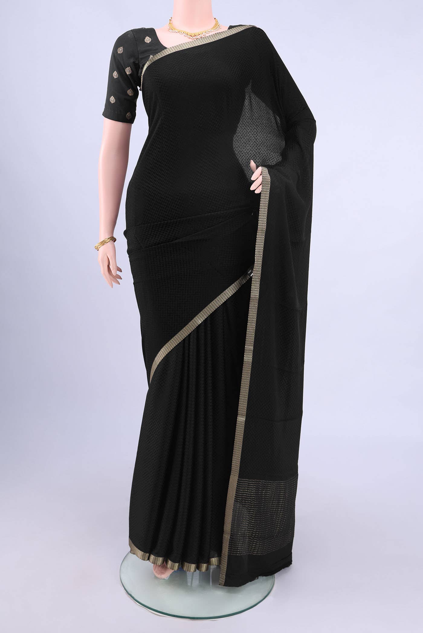 Black Mysore Crepe Saree