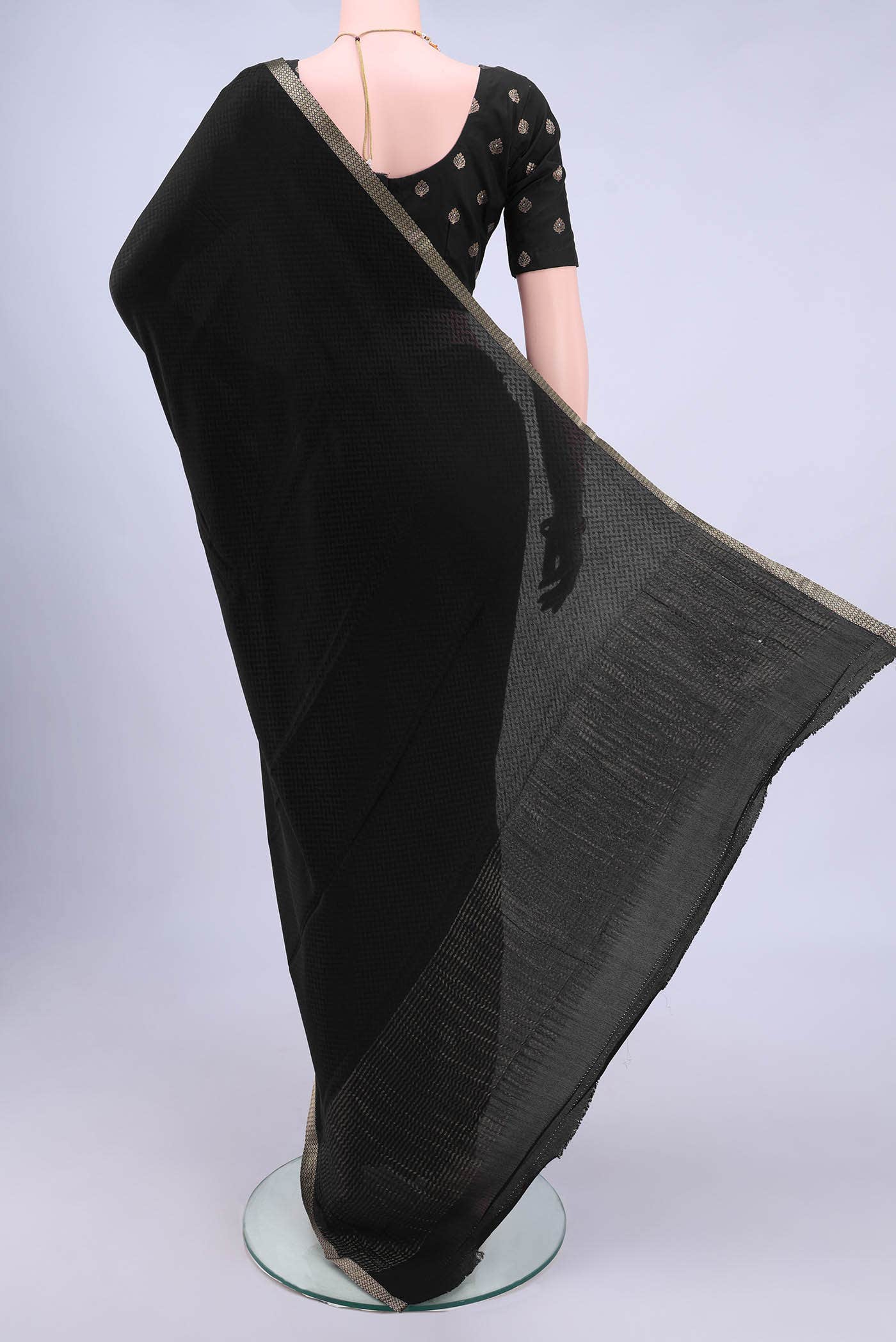 Black Mysore Crepe Saree