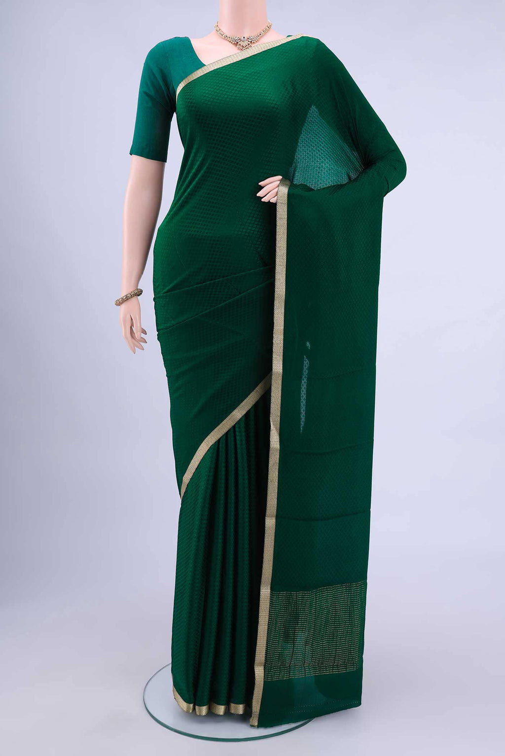 Bottle Green Mysore Crepe Saree