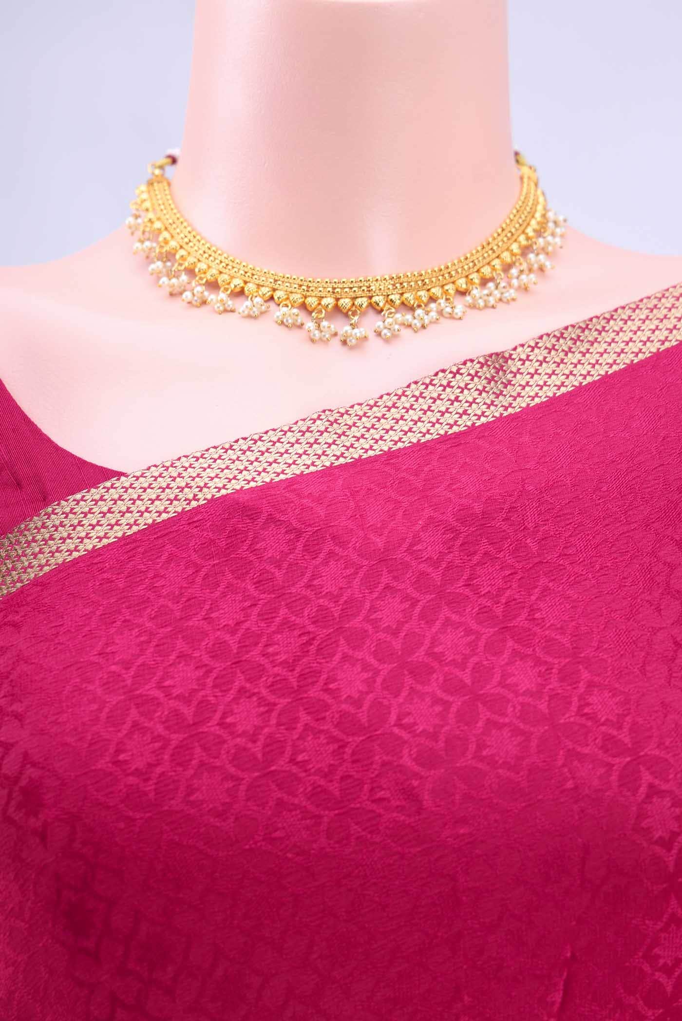 Dark Pink Mysore Crepe Saree