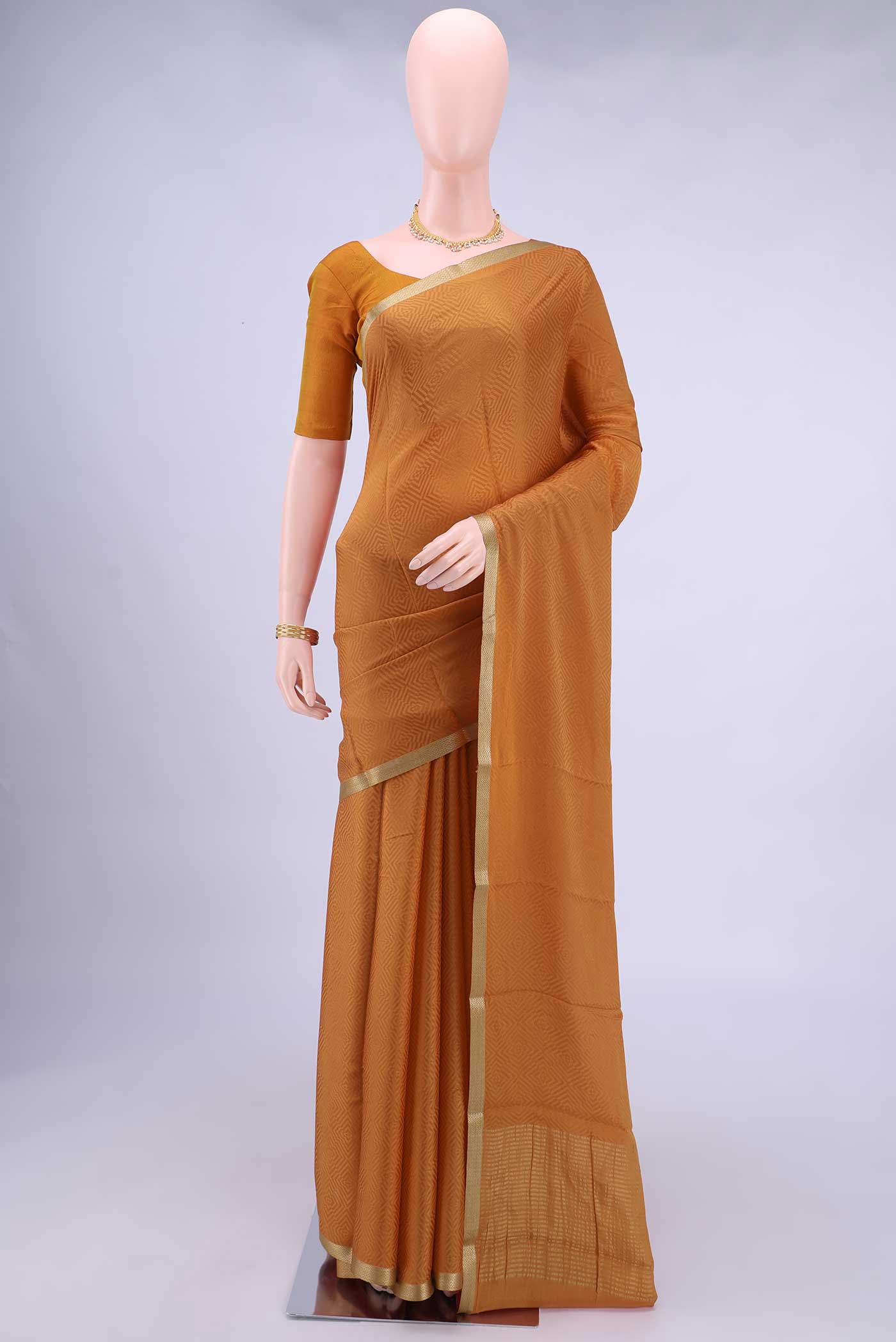 Rust Mysore Crepe Saree