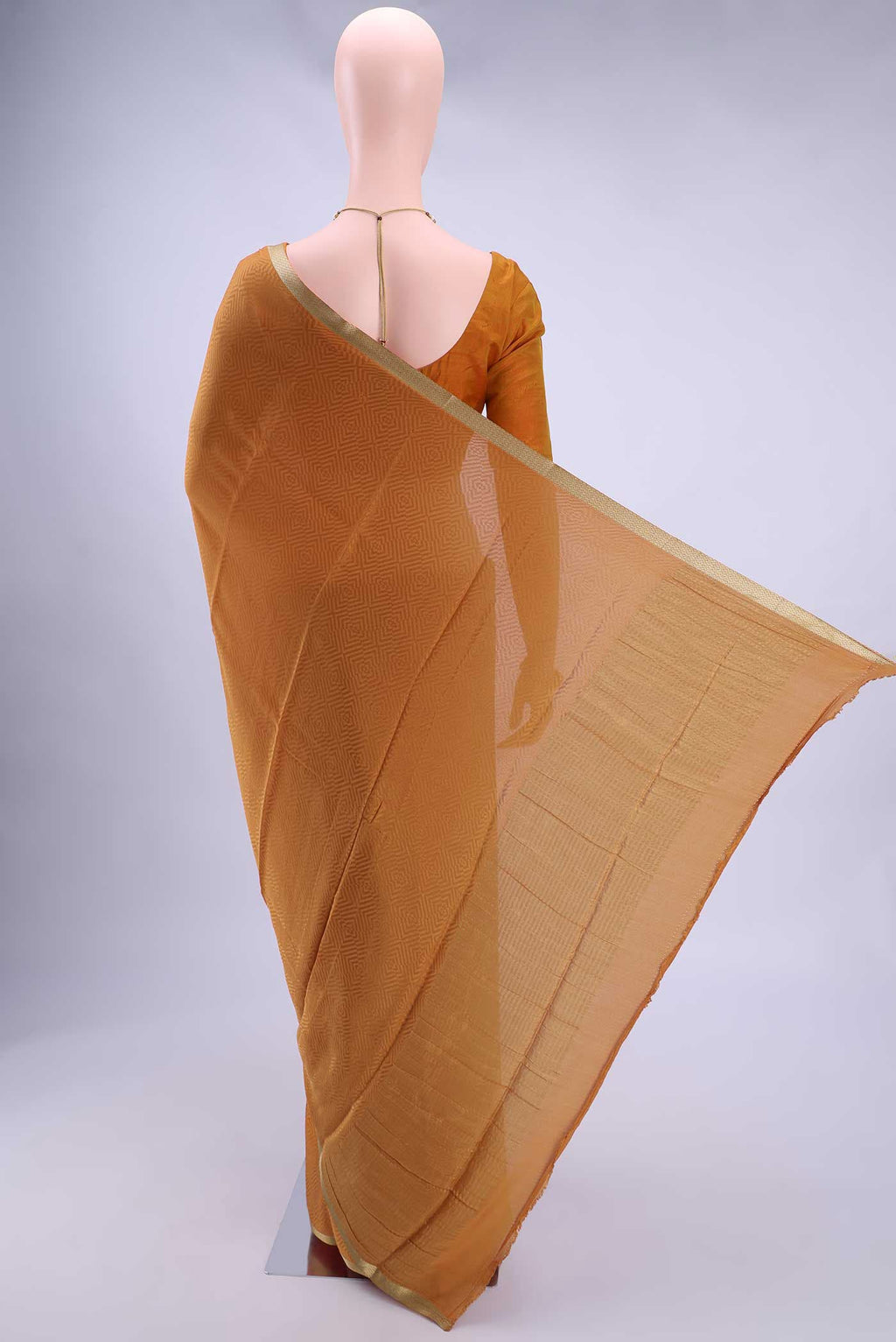 Rust Mysore Crepe Saree
