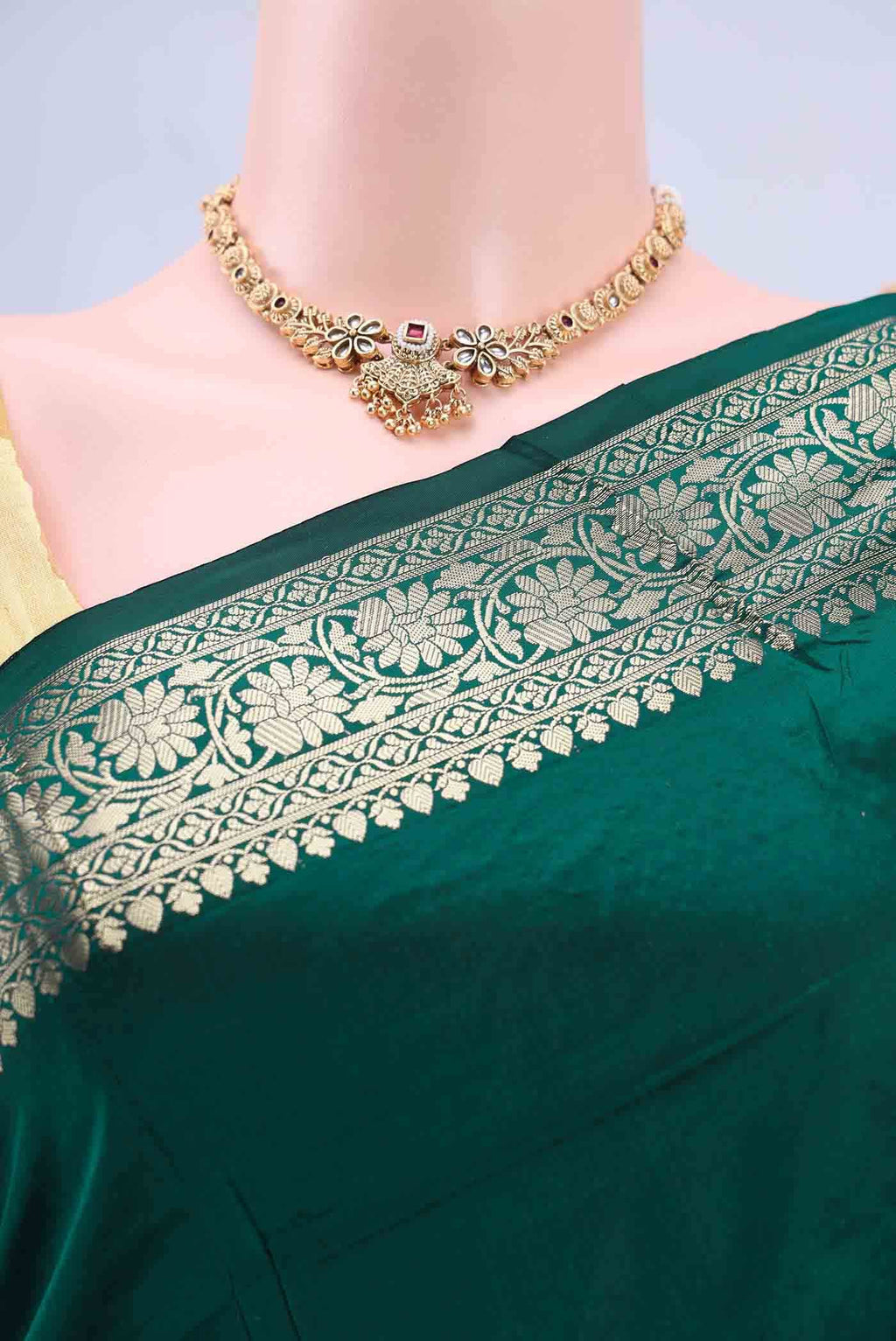 Peacock Blue Dual Tone Banarasi Katan Silk Saree