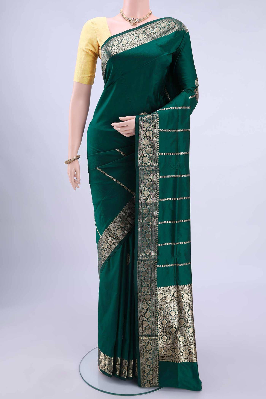 Peacock Blue Dual Tone Banarasi Katan Silk Saree