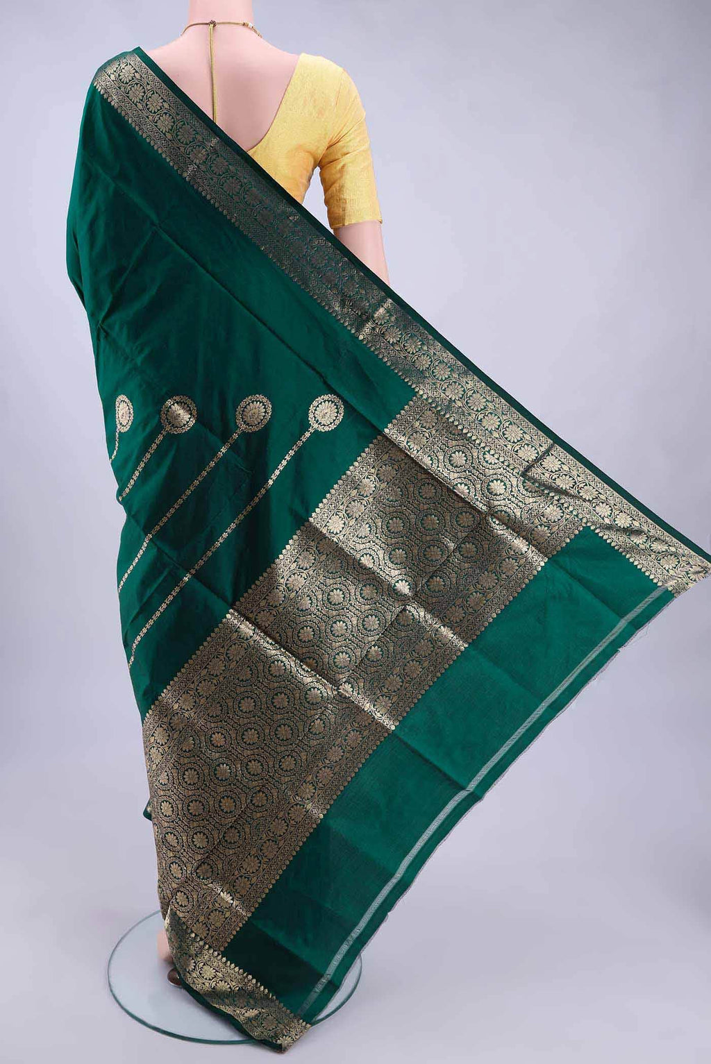 Peacock Blue Dual Tone Banarasi Katan Silk Saree
