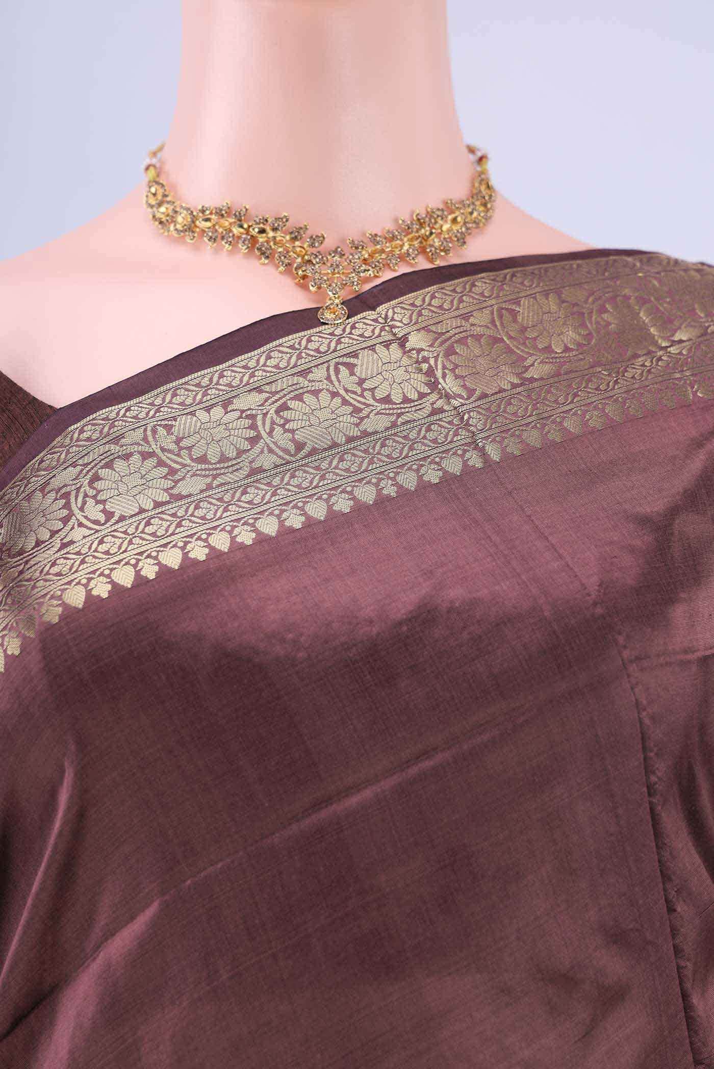 Brown Dual Tone Banarasi Katan Silk Saree