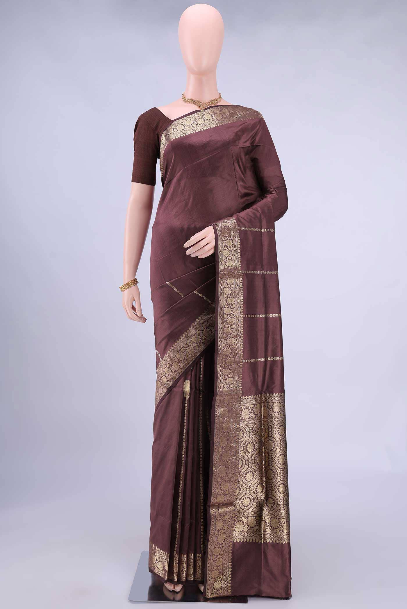 Brown Dual Tone Banarasi Katan Silk Saree