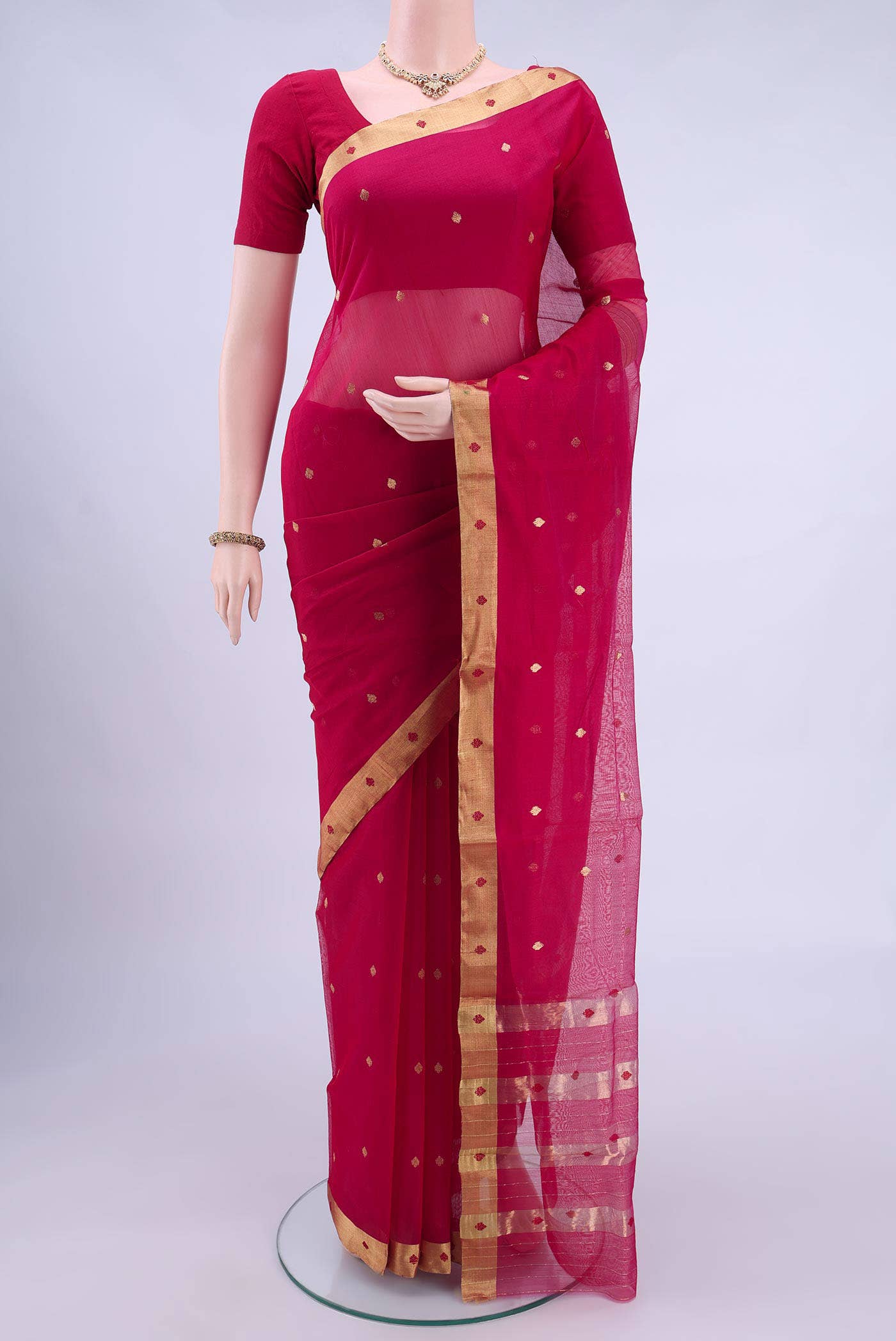 Dark Pink Chanderi Silk Saree