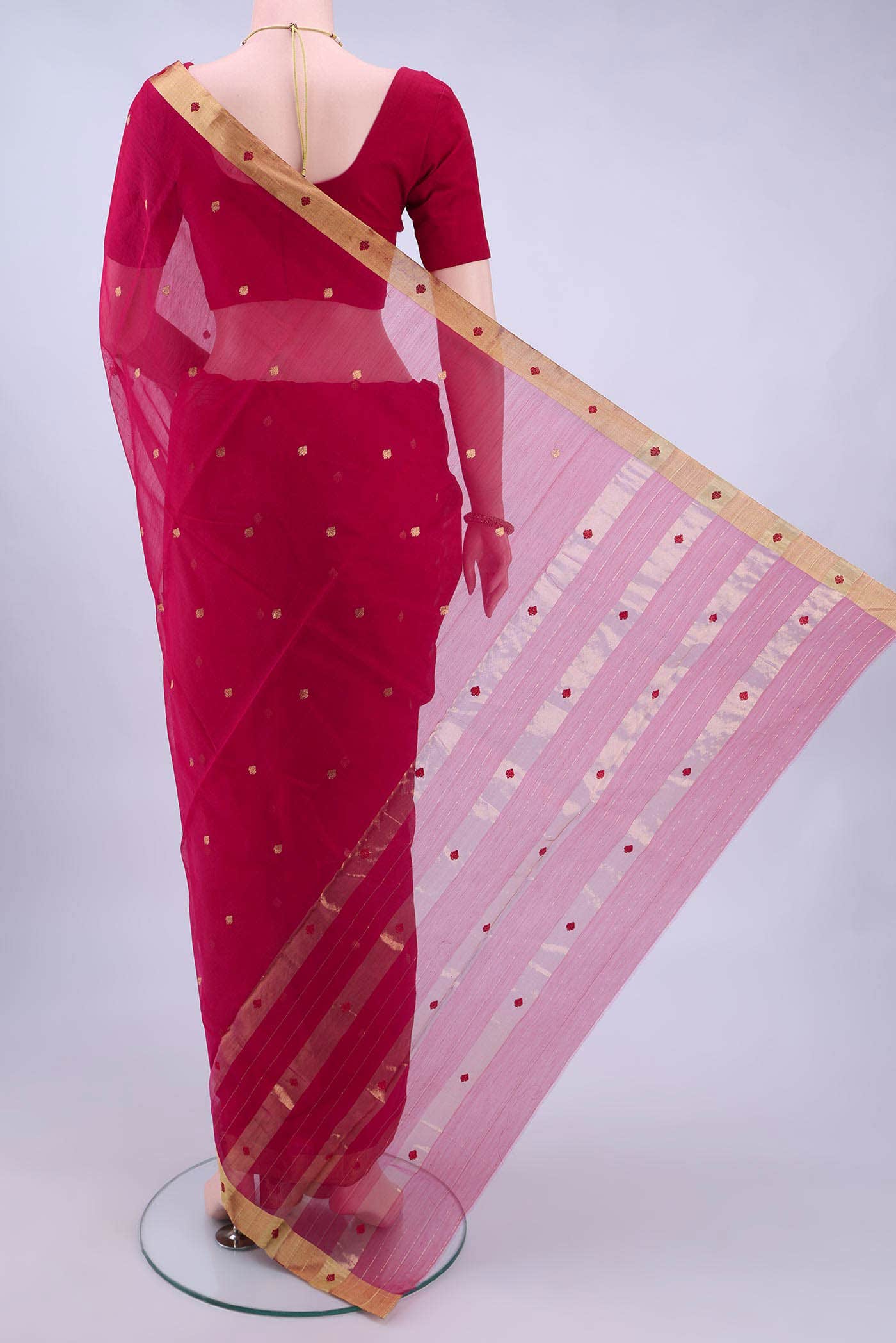 Dark Pink Chanderi Silk Saree