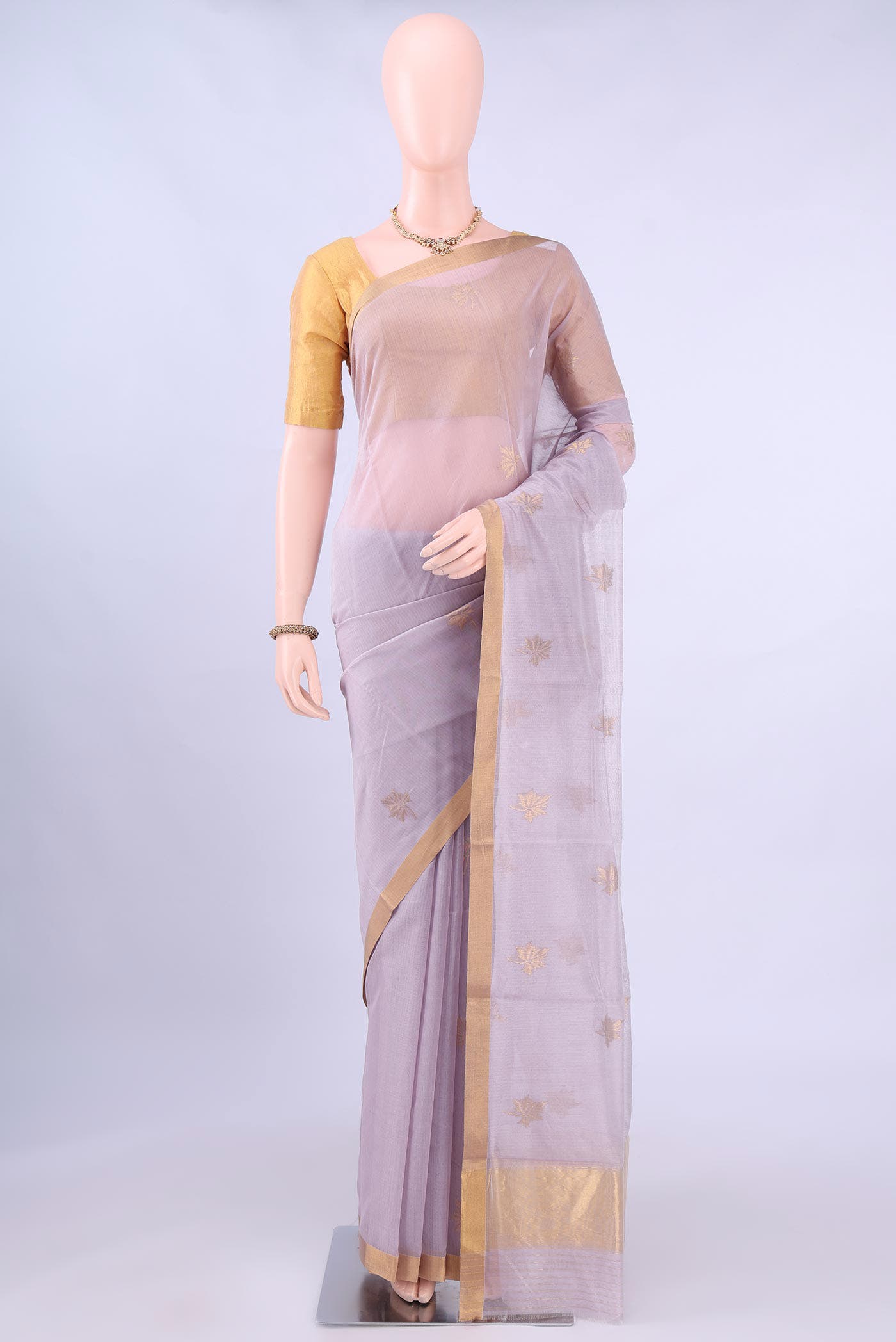 Lilac Chanderi Silk Saree