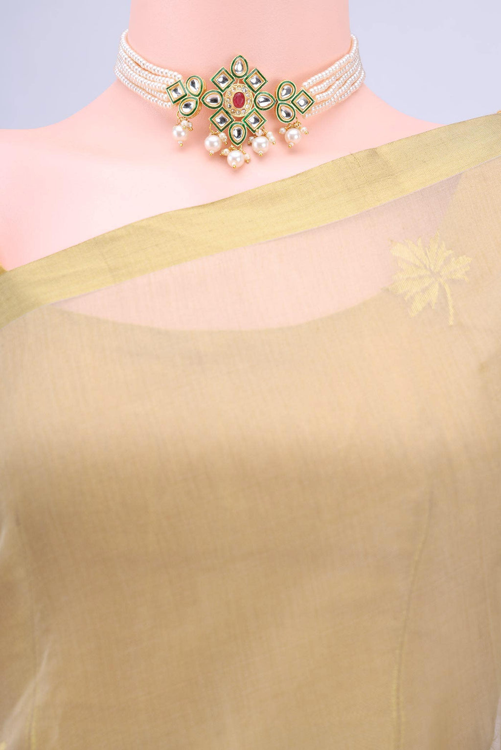 Dark Beige Chanderi Silk Cotton Saree