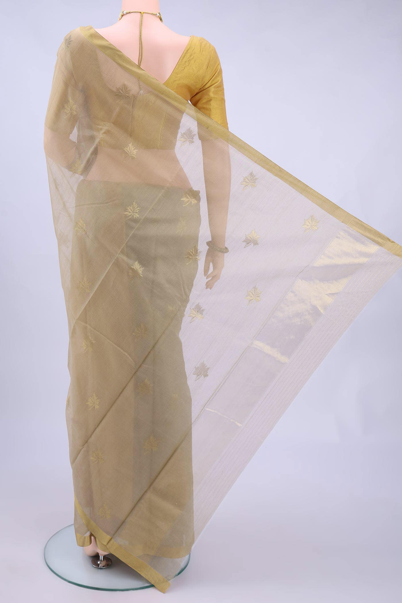 Dark Beige Chanderi Silk Cotton Saree